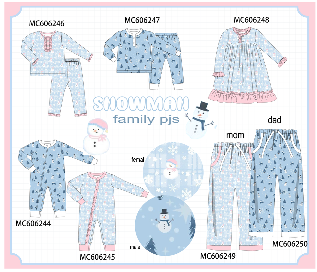 PO95 Blue snowman print pajama collection - ETA early December to LC