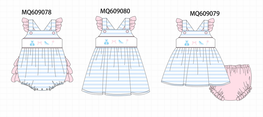 PO106 Blue stripe bow shoes embroidery collection - ETA APRIL