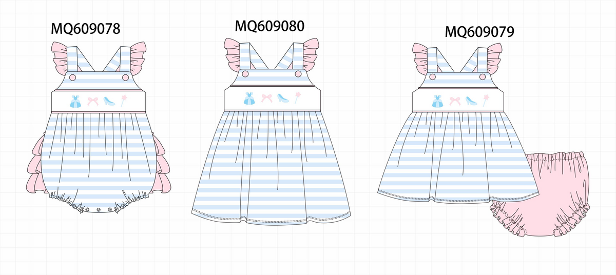 PO106 Blue stripe bow shoes embroidery collection - ETA APRIL