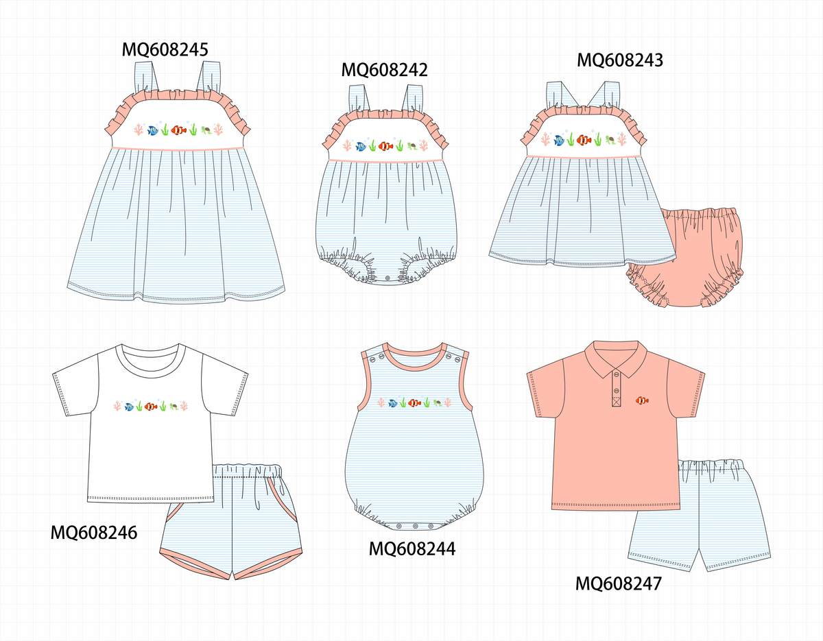 ETA MARCH 2026-po103 Blue stripe marine creatrue embroidery collection