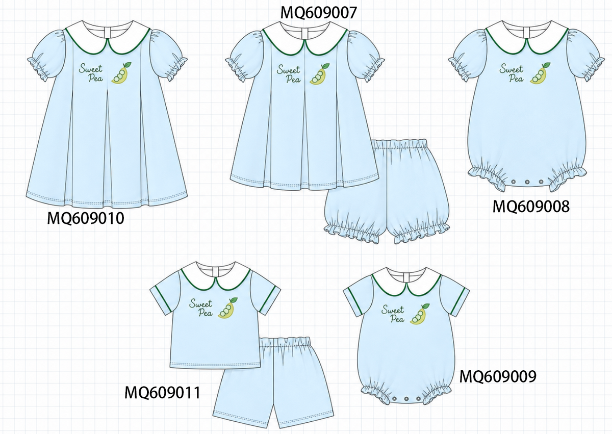 PO106 Blue sweet pea embroidery collection- ETA APRIL