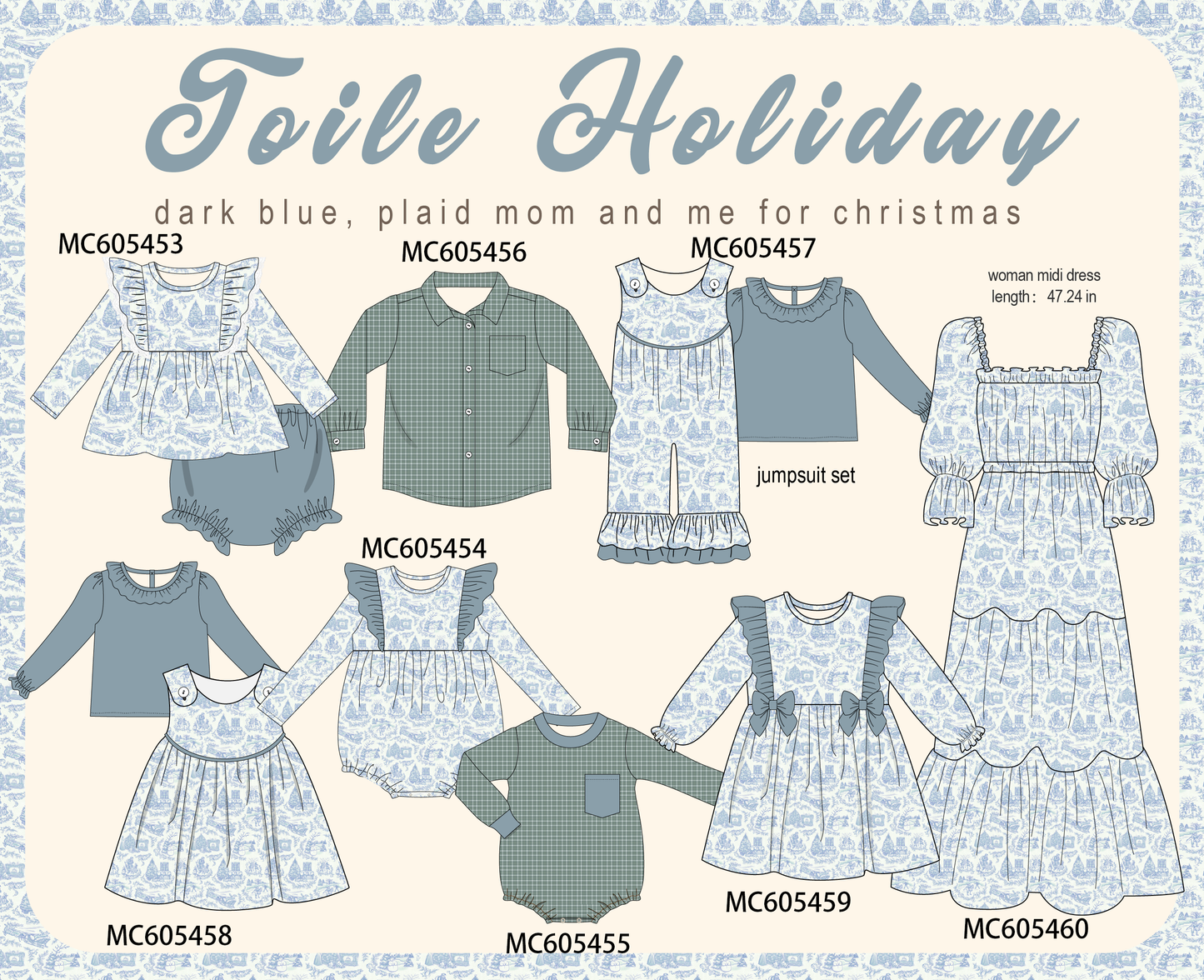 PO93 Blue toile holiday print collection - ETAA mid-November to LC