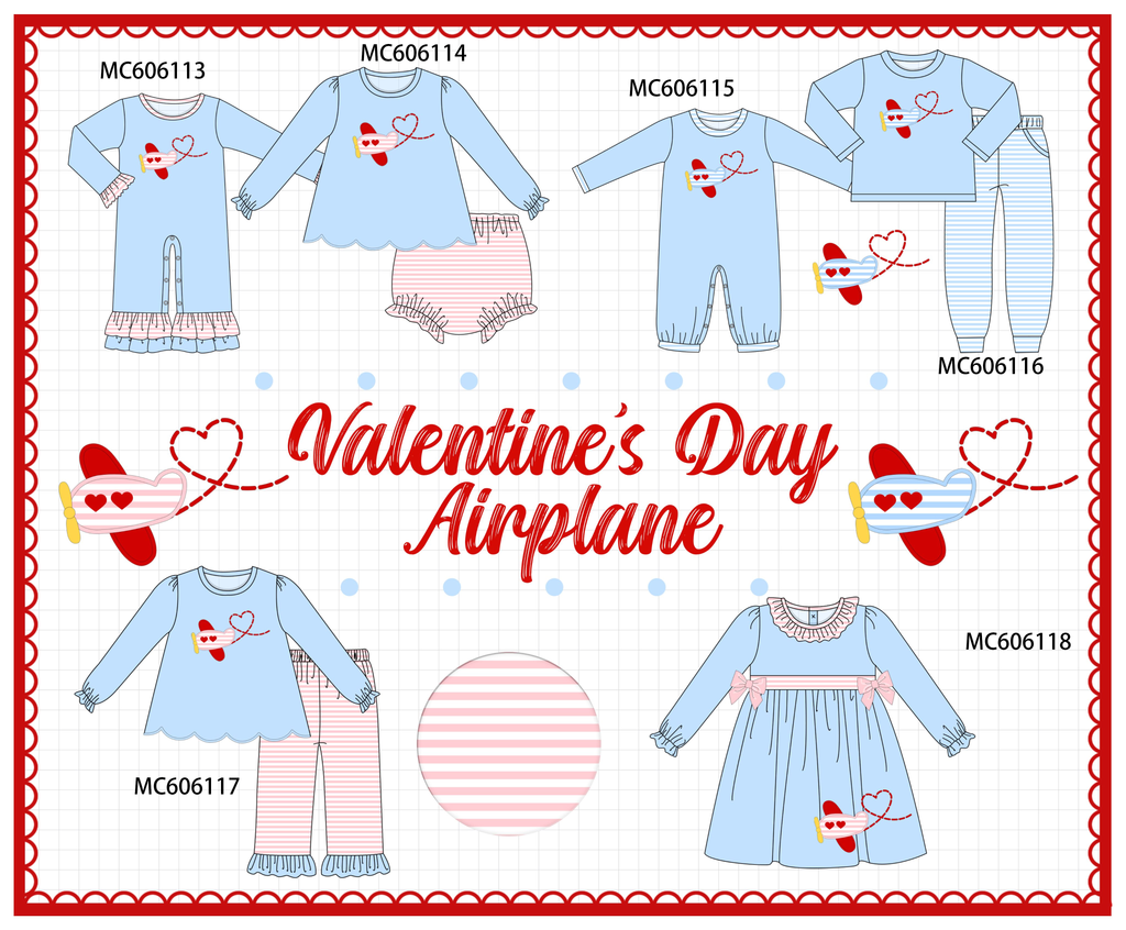 PO95 Blue valentine's day airplane applique collection - ETA early December to LC