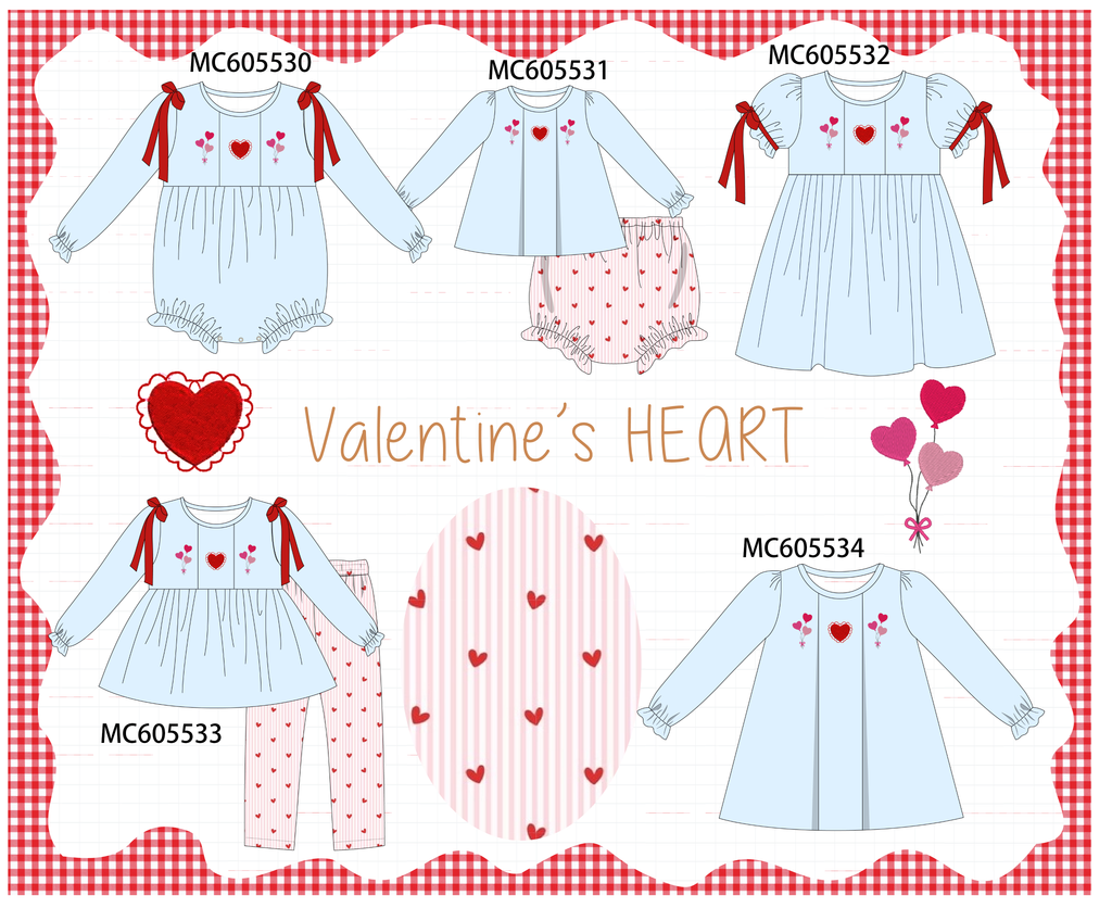 PO95 Blue valentine's day heart embroidery collection - ETA early December to LC