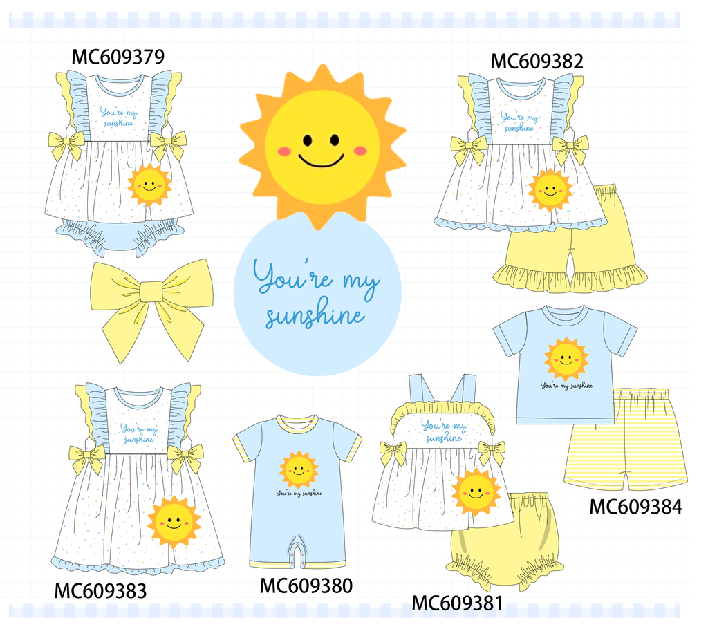 ETA MARCH 2026-po104 Blue you're my sunshine embroidery ruffle collection