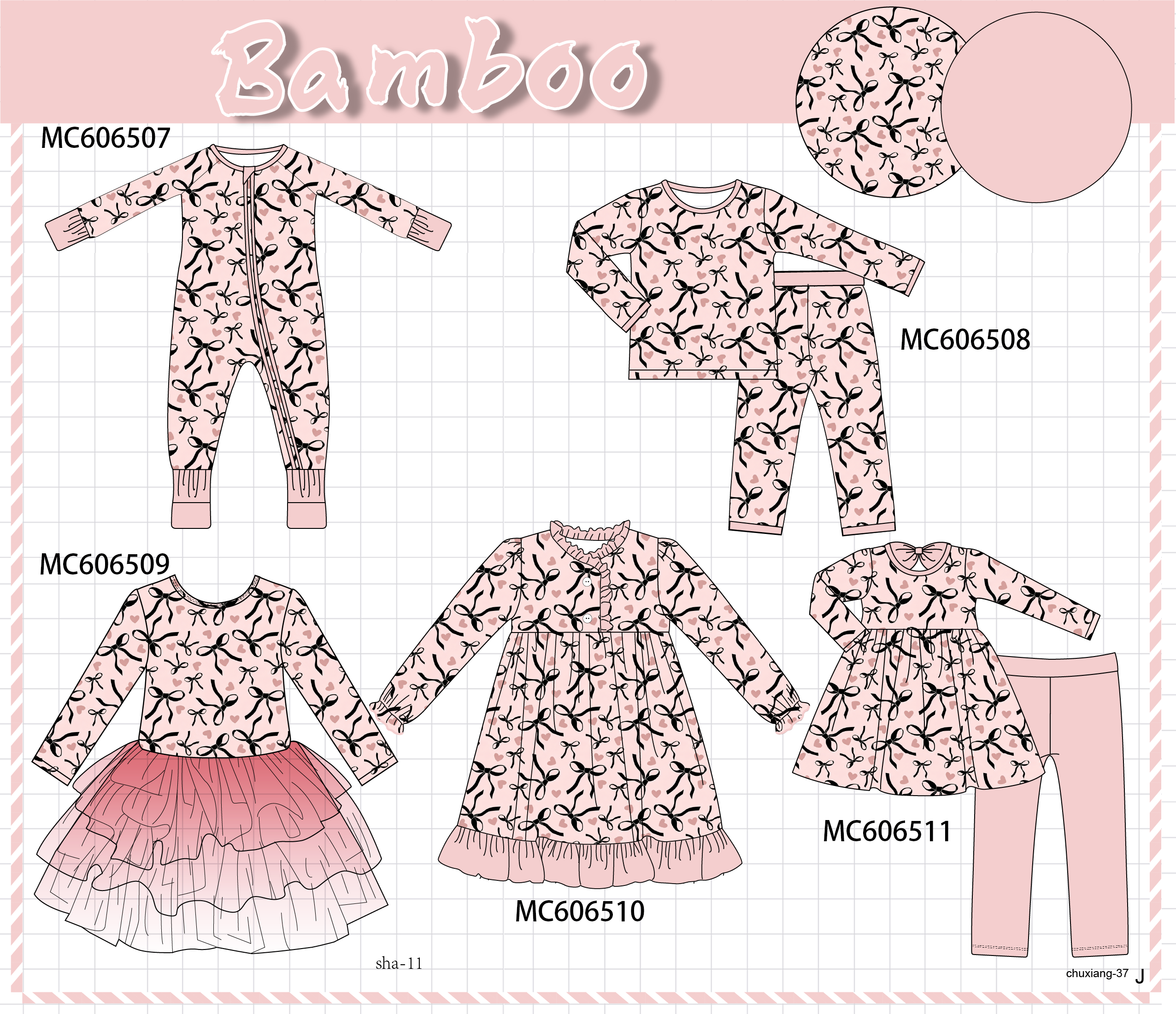 PO96 Blush bow heart bamboo collection - ETA December to LC