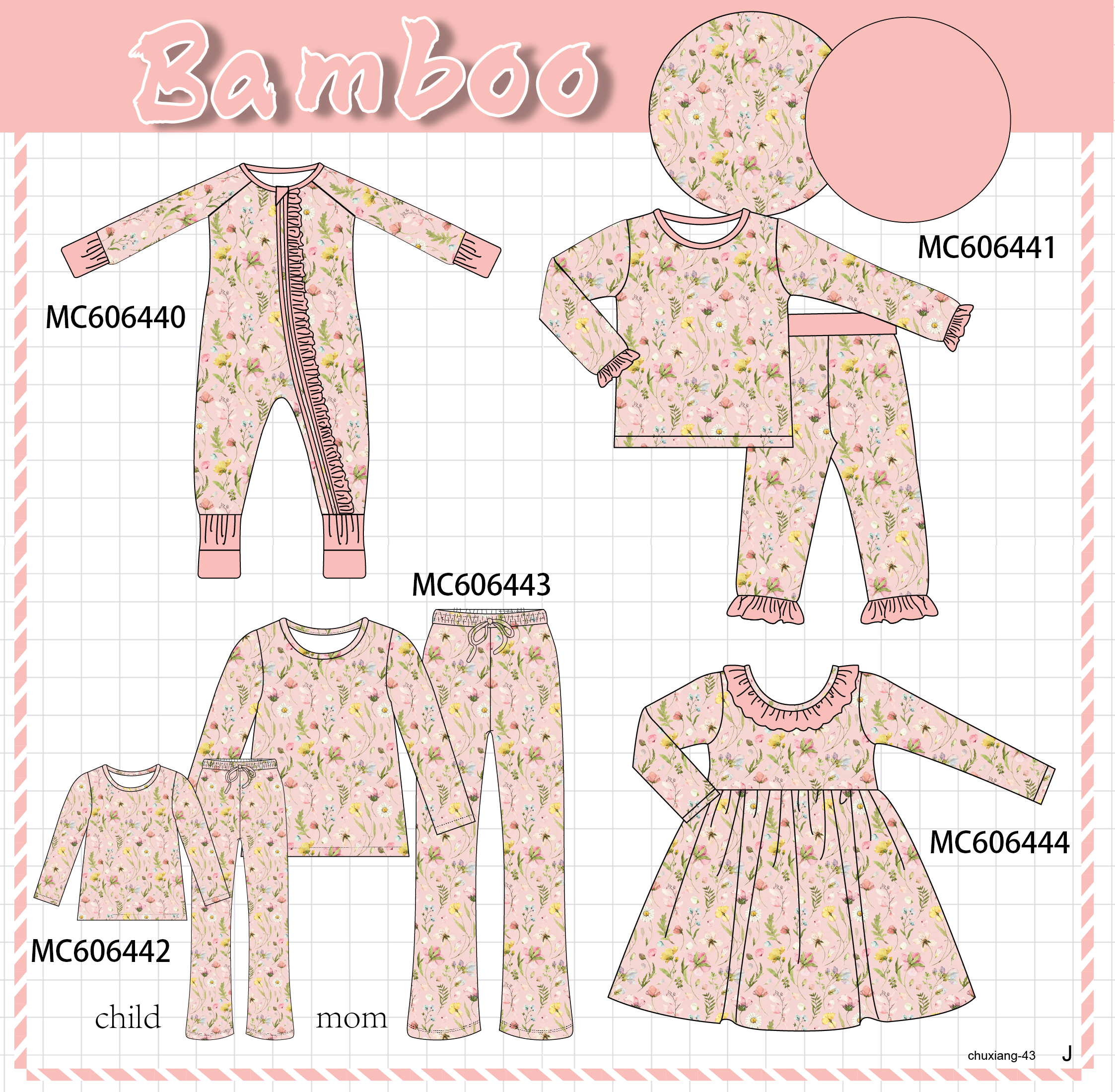 PO96 Blush floral print bamboo collection - ETA December to LC