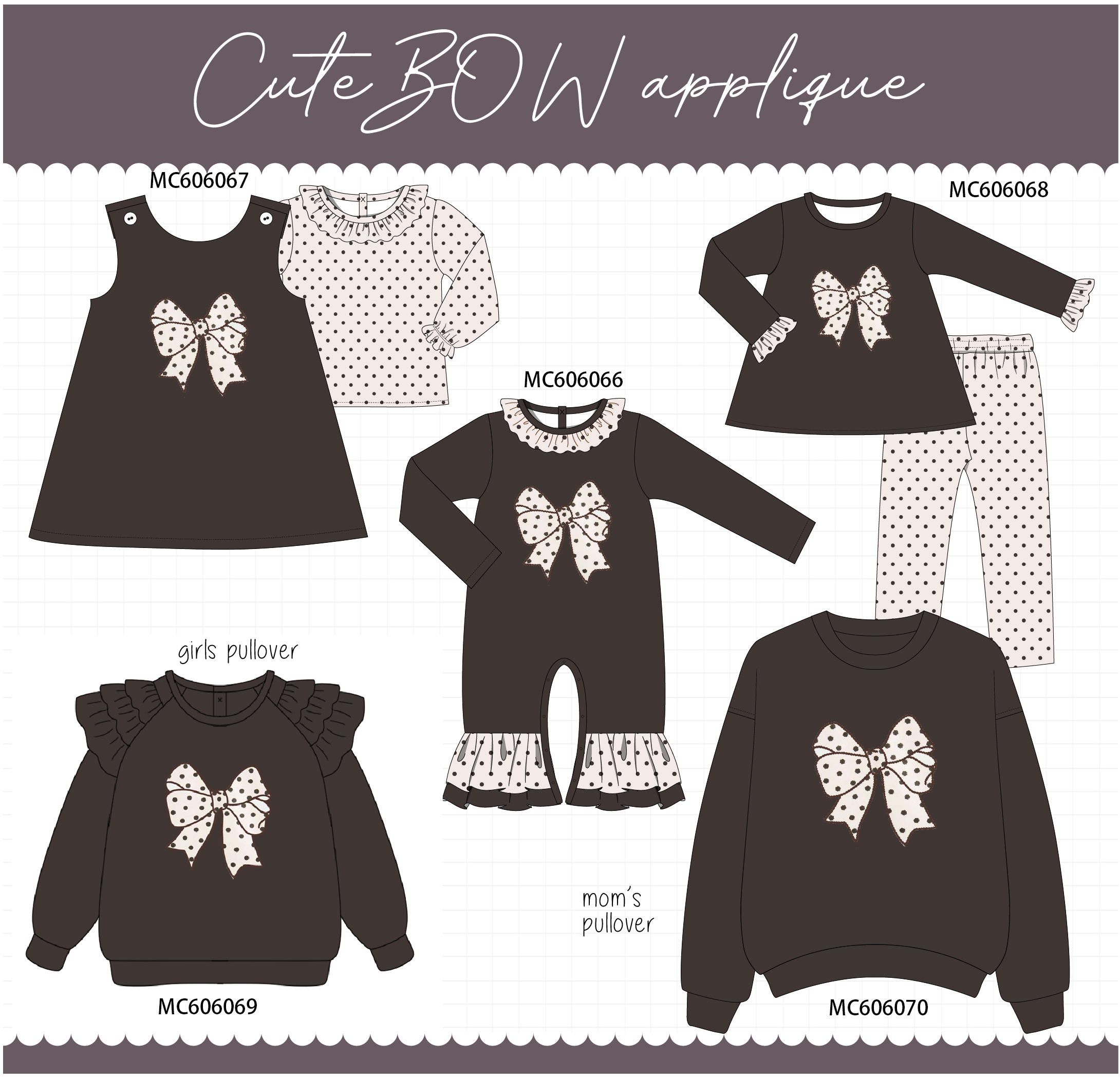 PO95 Brown bow applique collection - ETA early December to LC