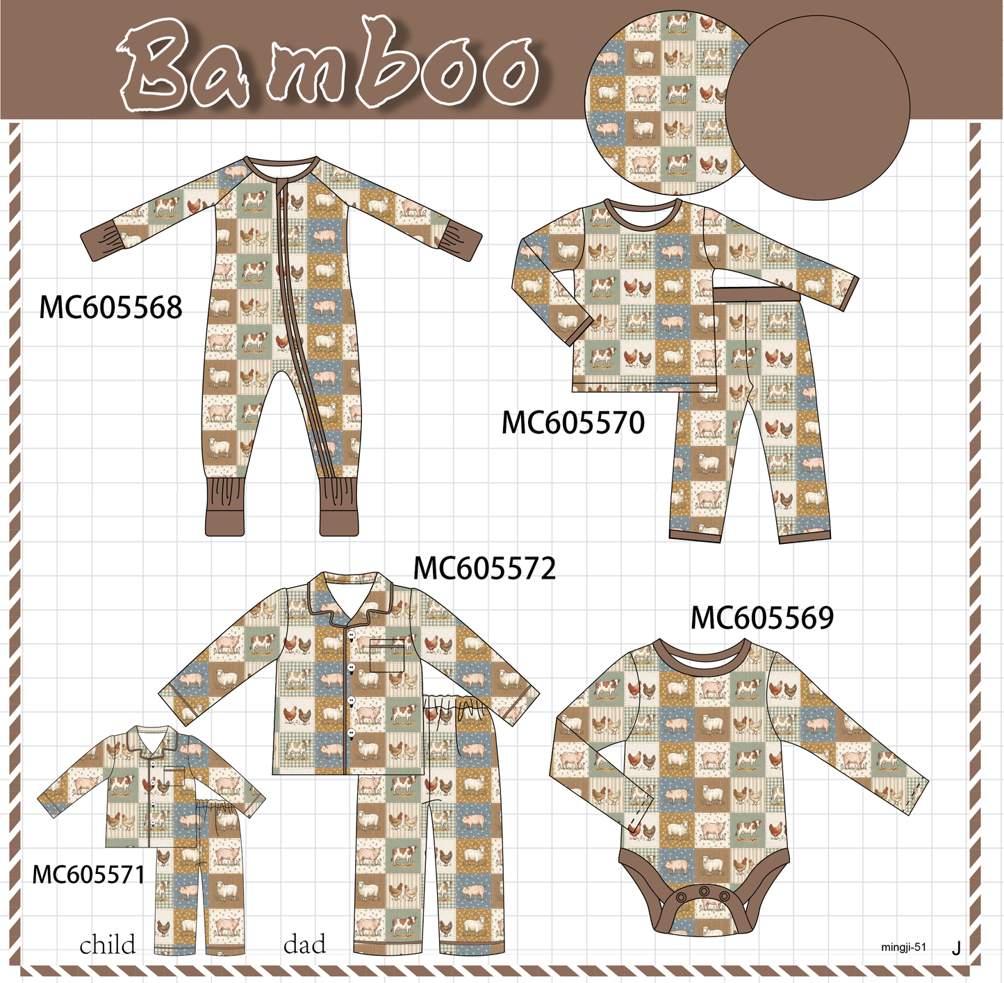 PO93 Brown farm checkered bamboo collection - ETA mid-November to LC