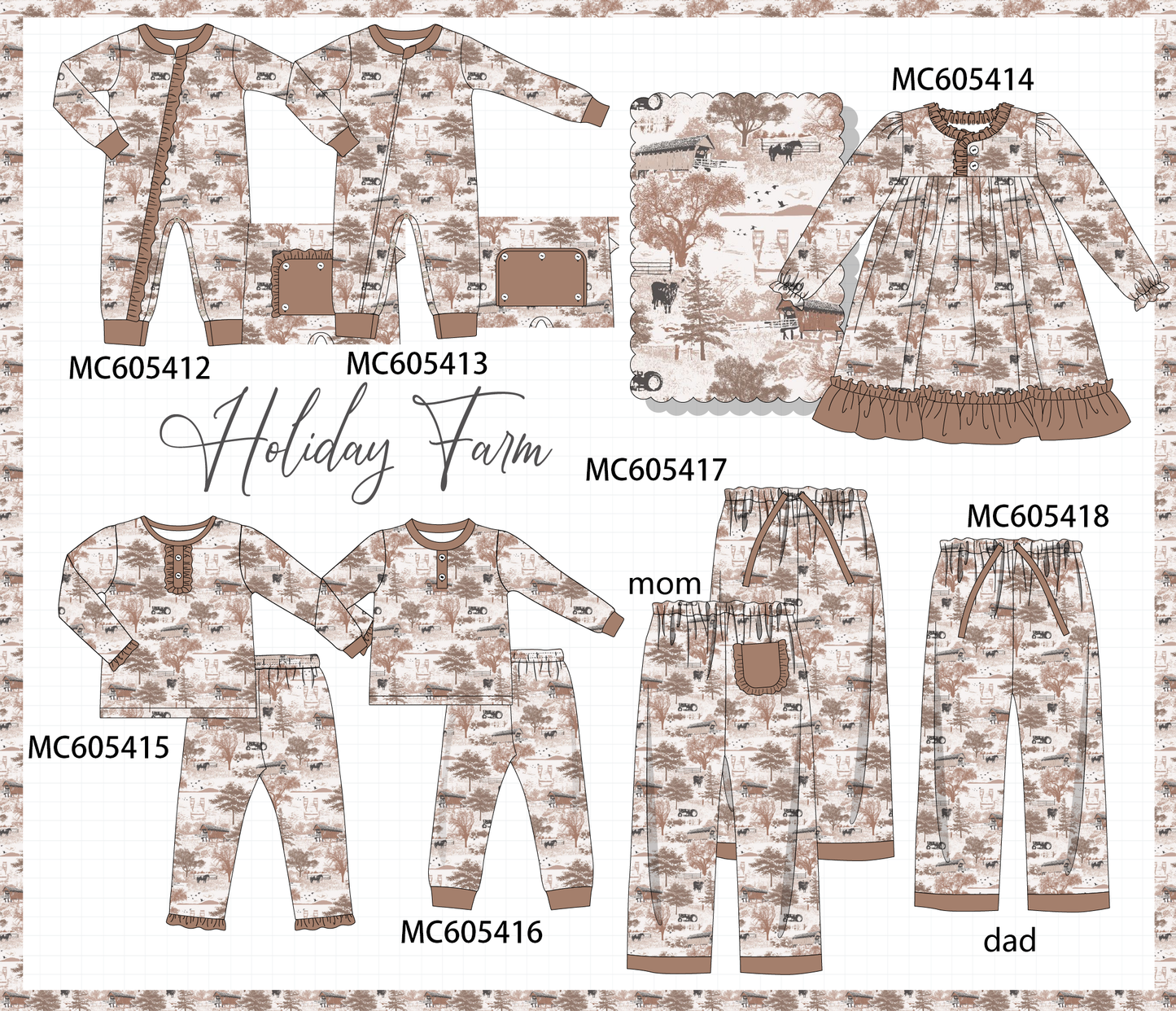 PO93 Brown farm print collection - ETA mid-November to LC