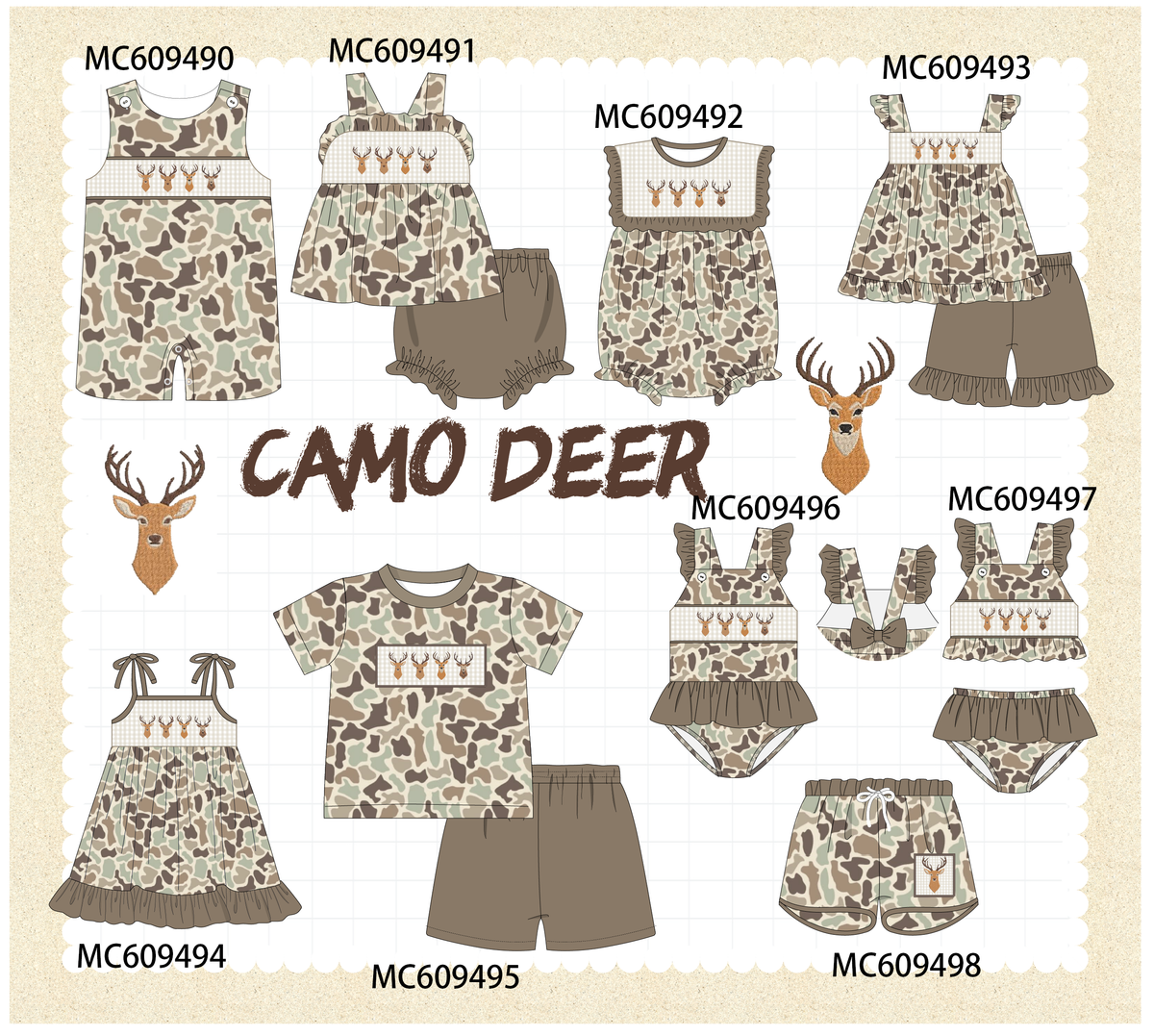 ETA MARCH 2026-po104 Camouflage deer embroidery collection
