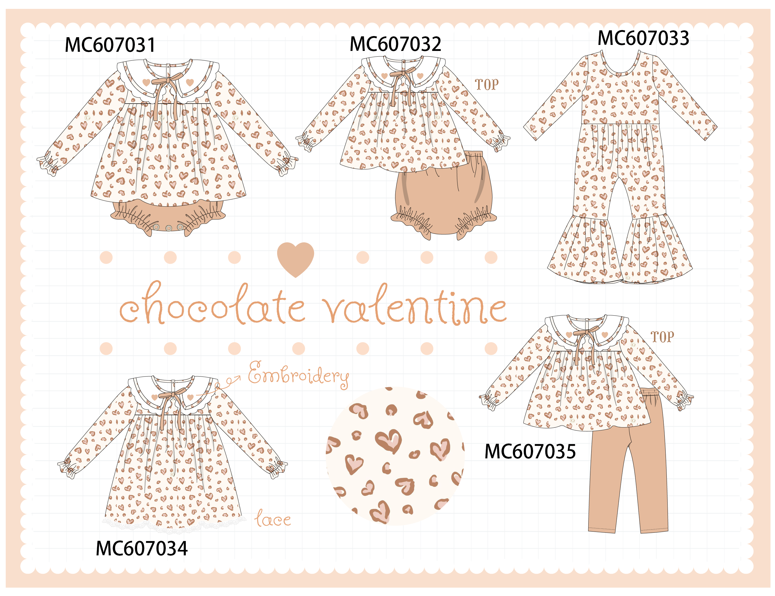 PO98 Chocolate heart embroidery collection  - ETA January to LC