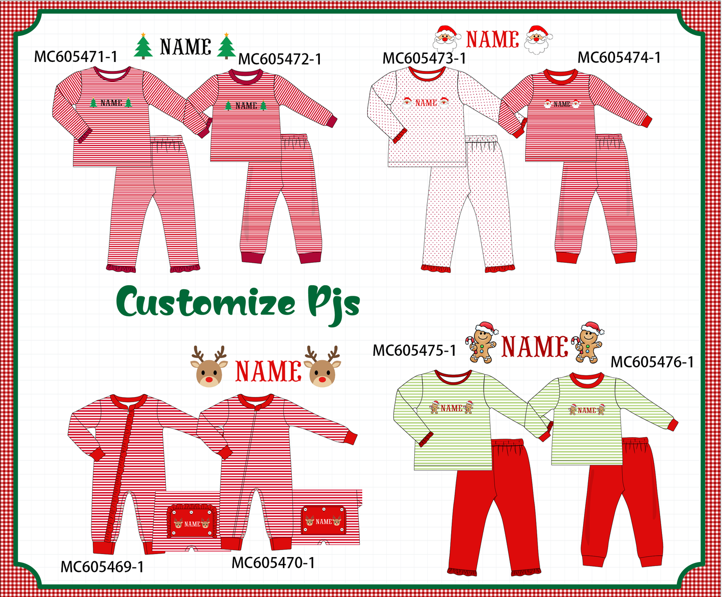 PO93 Christmas stripe tree santa monogram embroidery collection - ETA mid-November to LC