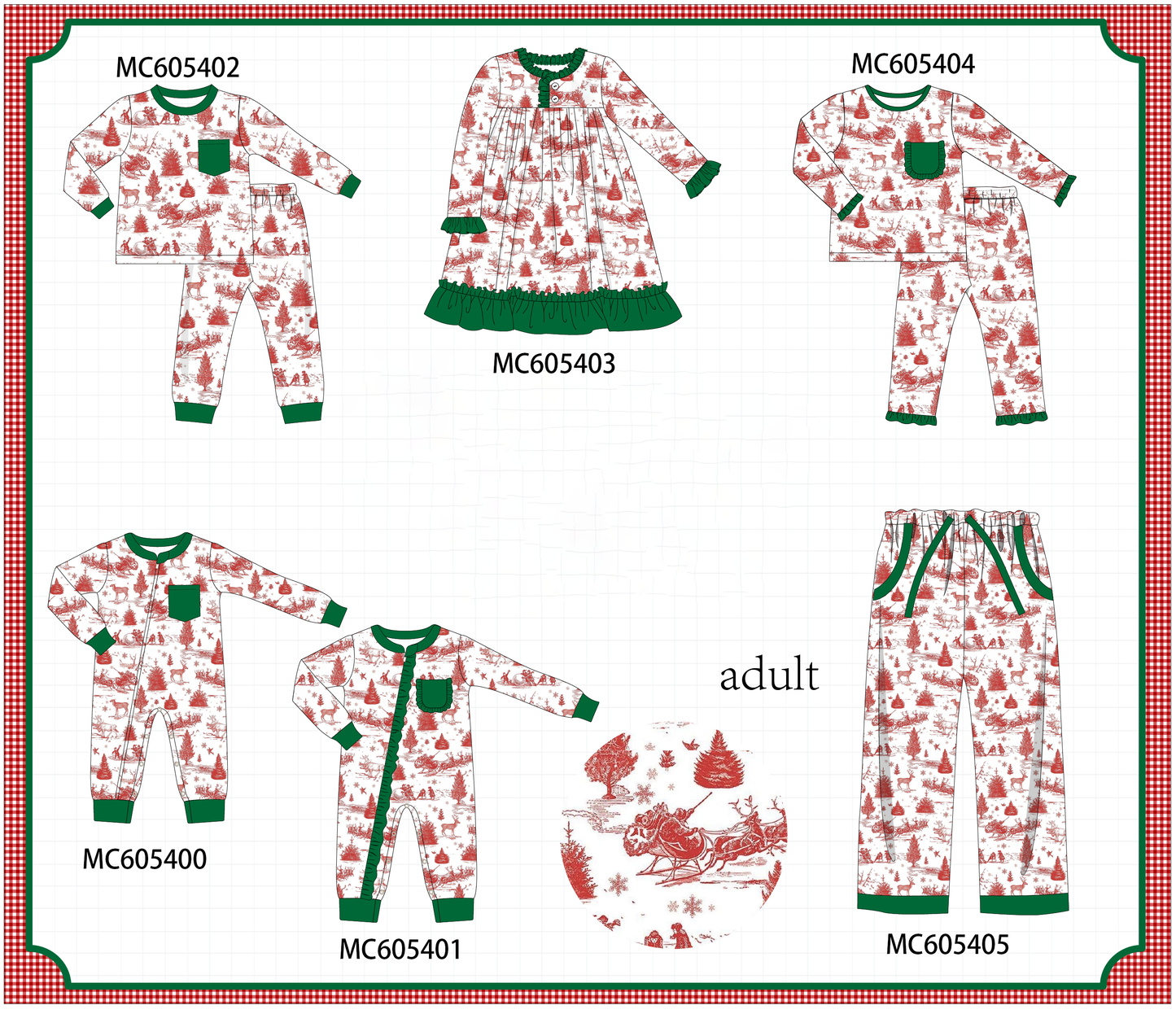 PO93 Classic Christmas Toile print collection - ETA mid-November to LC