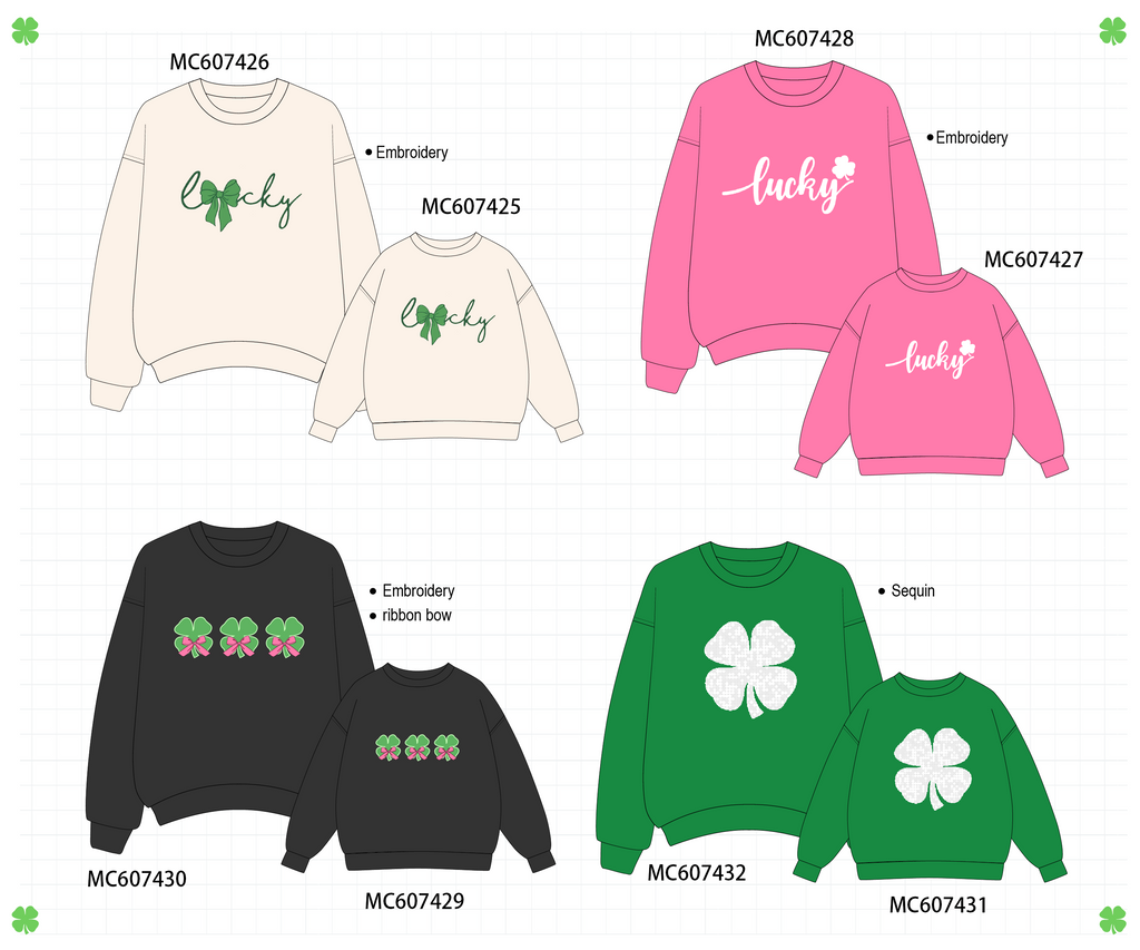 PO99 Clover lucky embroidery sweatshirt
