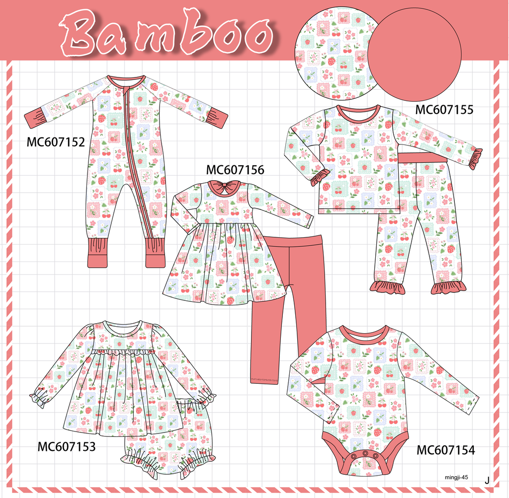 PO98 Coral strawberry patchwork bamboo collection - ETA January to LC