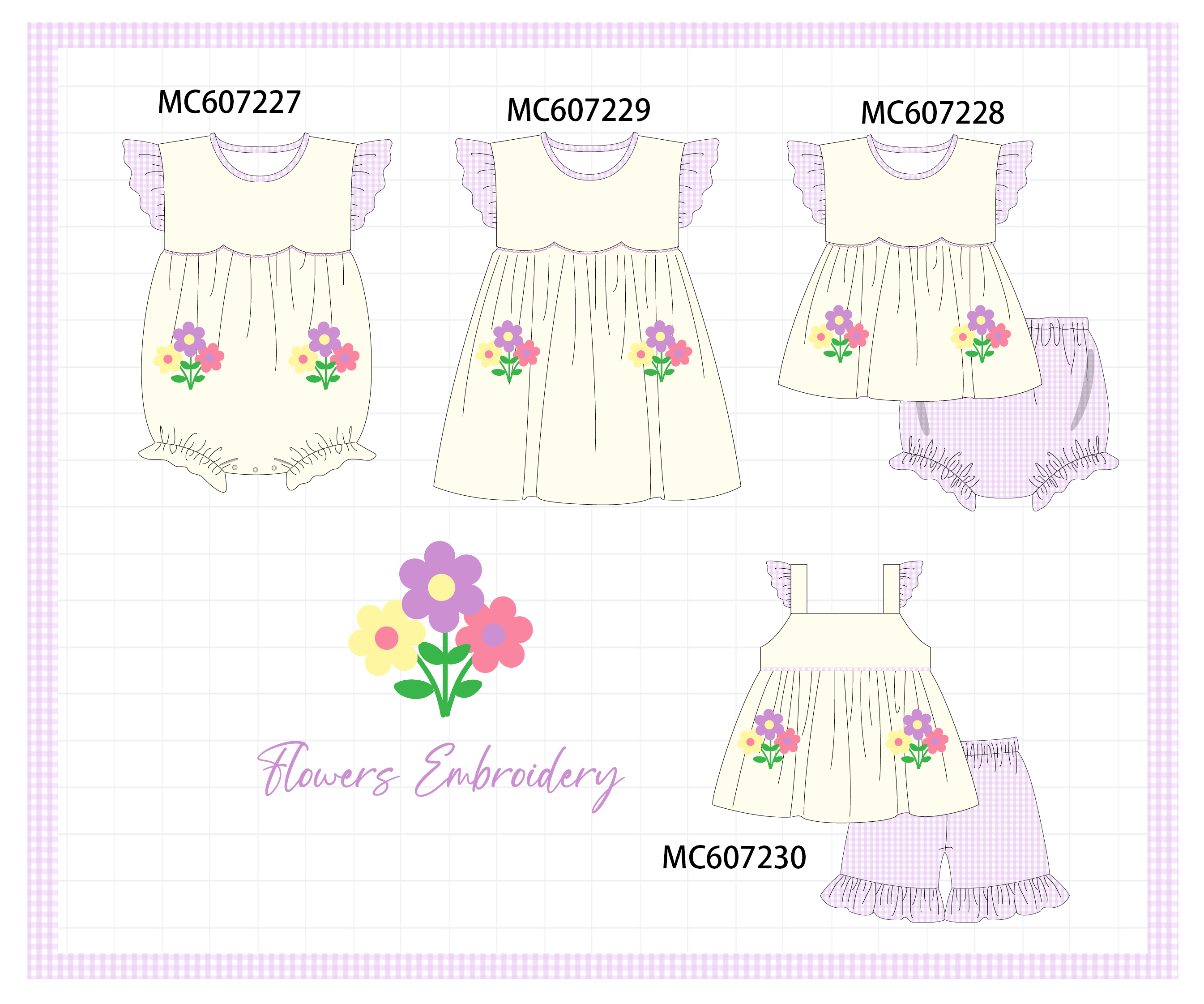 PO99 Cream floral embroidery ruffle collection