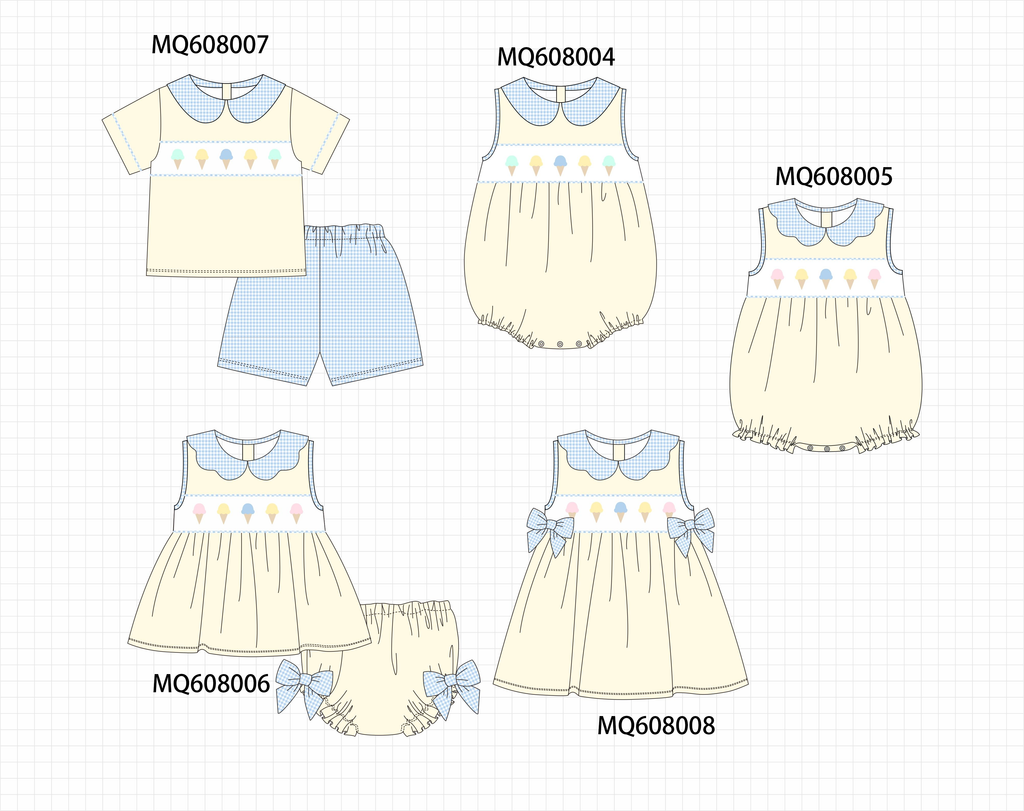 ETA MARCH 2026-po103 Cream ice cream embroidery gingham collection