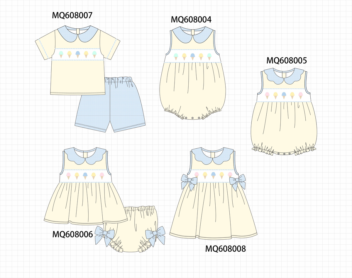 ETA MARCH 2026-po103 Cream ice cream embroidery gingham collection