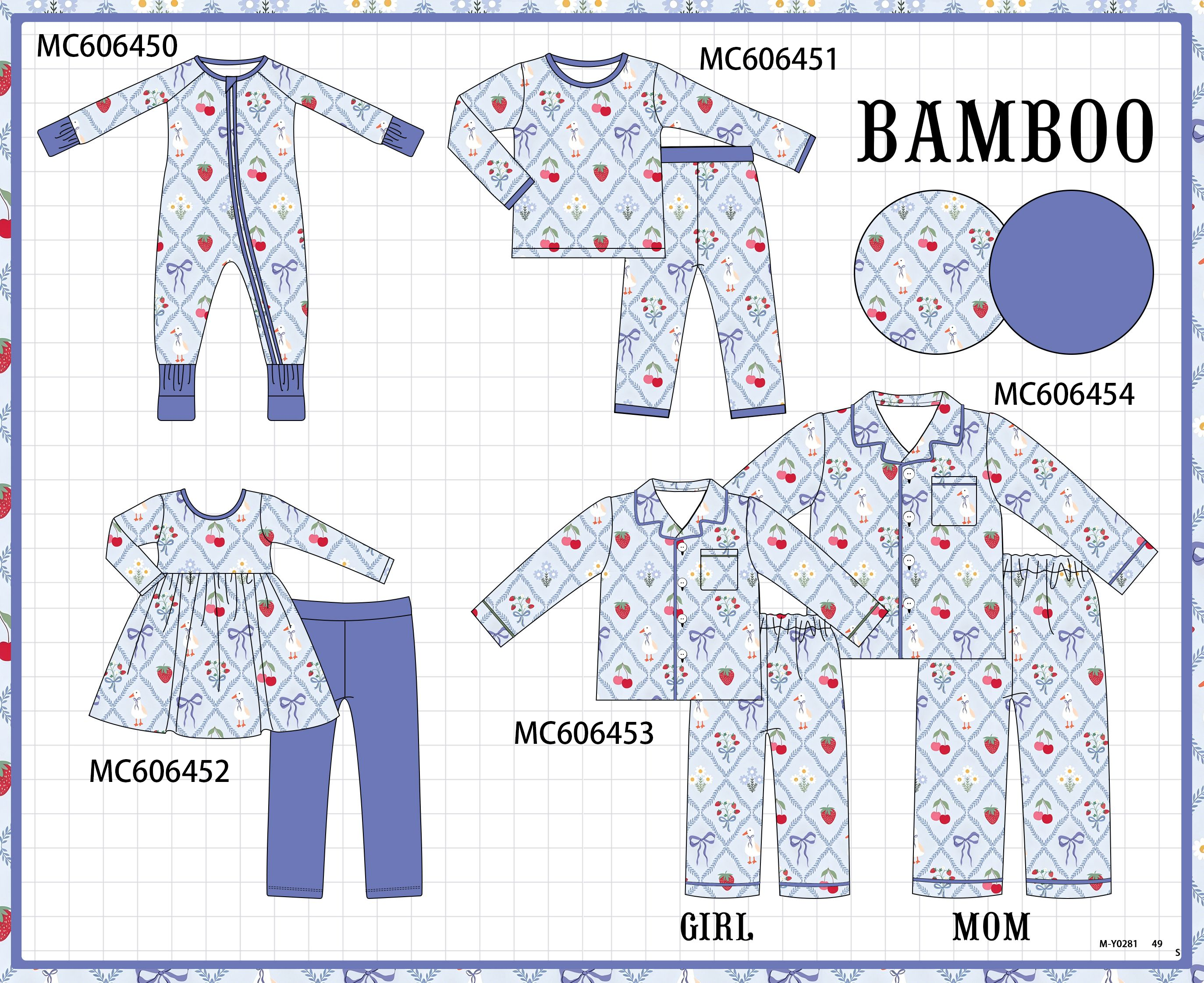 PO96 Dusty blue strawberry bow bamboo collection - ETA December to LC