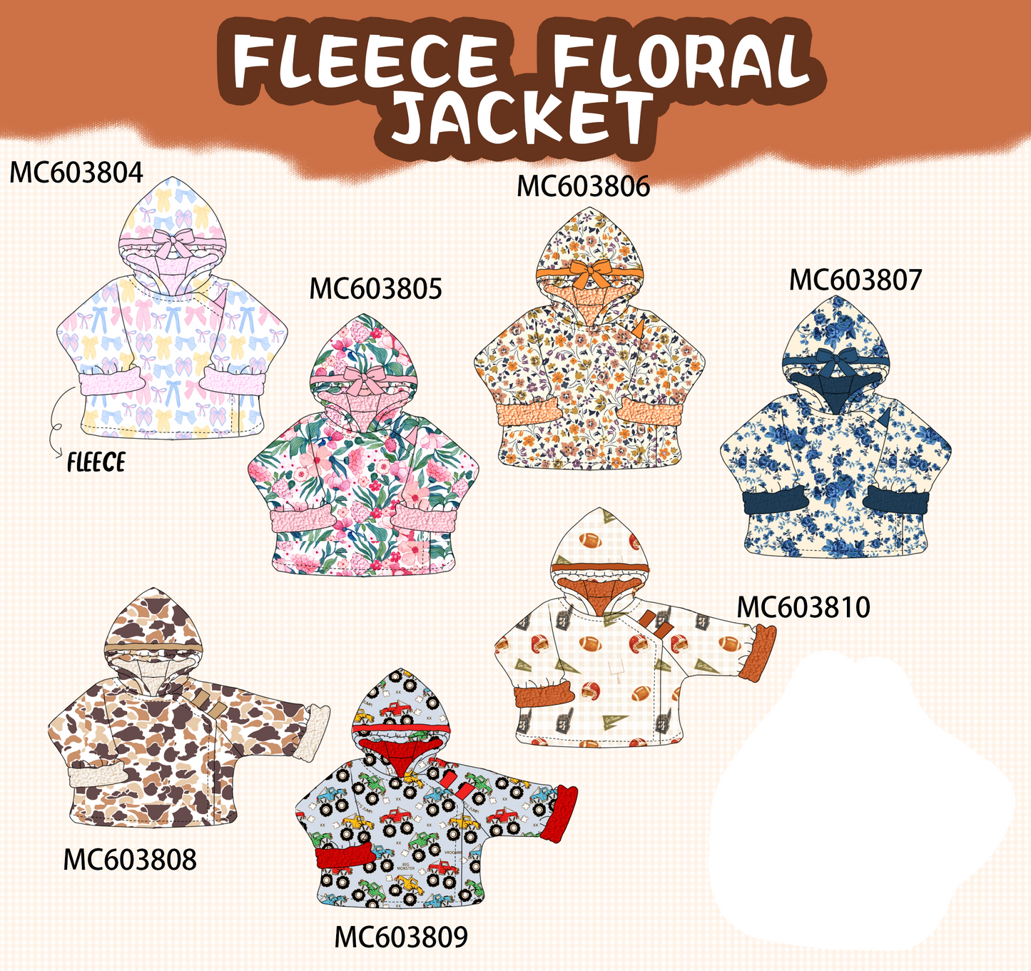 PO85 Fleece floral print jacket collection - ETA  LATE AUGUST to LC