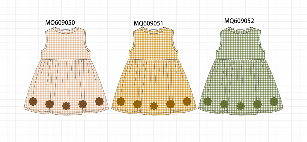 PO106 Floral embroidery gingham dress collection - ETA APRIL