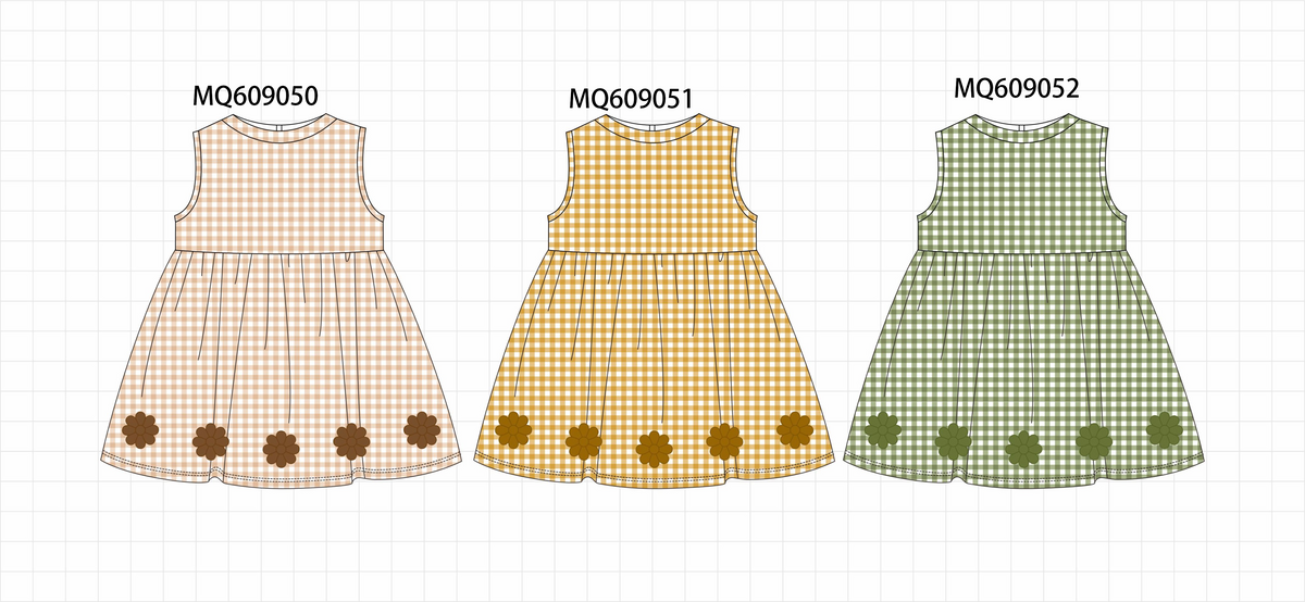 PO106 Floral embroidery gingham dress collection - ETA APRIL