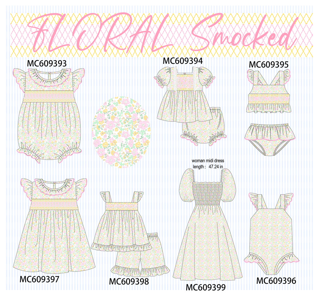 ETA MARCH 2026-po104 Floral smocked ruffle collection