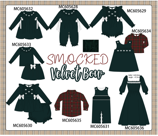 PO93 Forest velvet bow smocked ruffle collection - ETA mid-November to LC