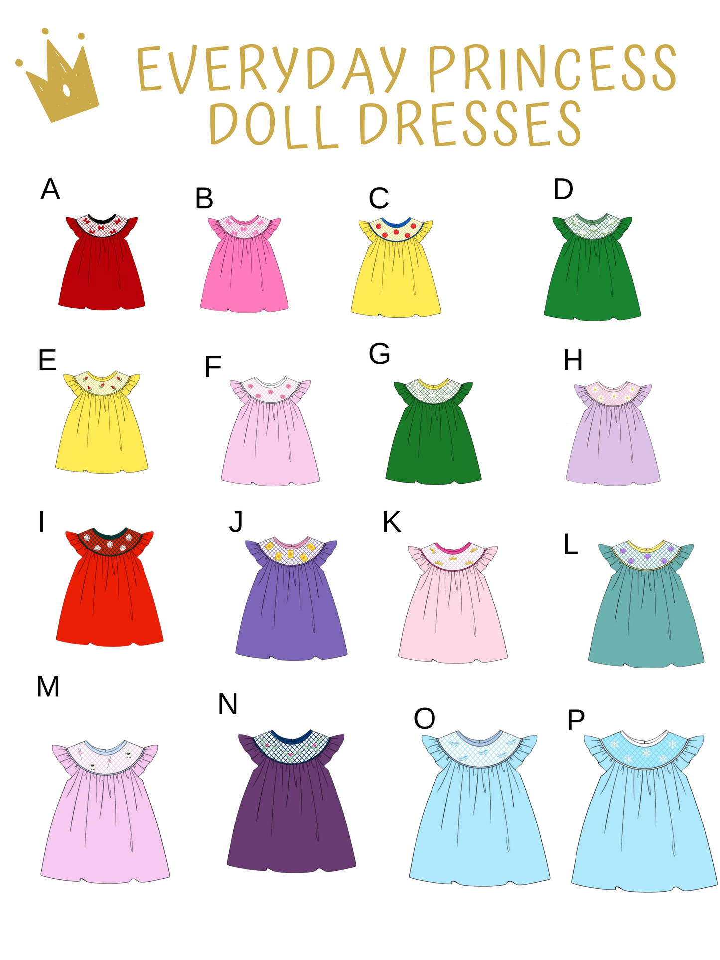 Hand Smock Princess Doll dress