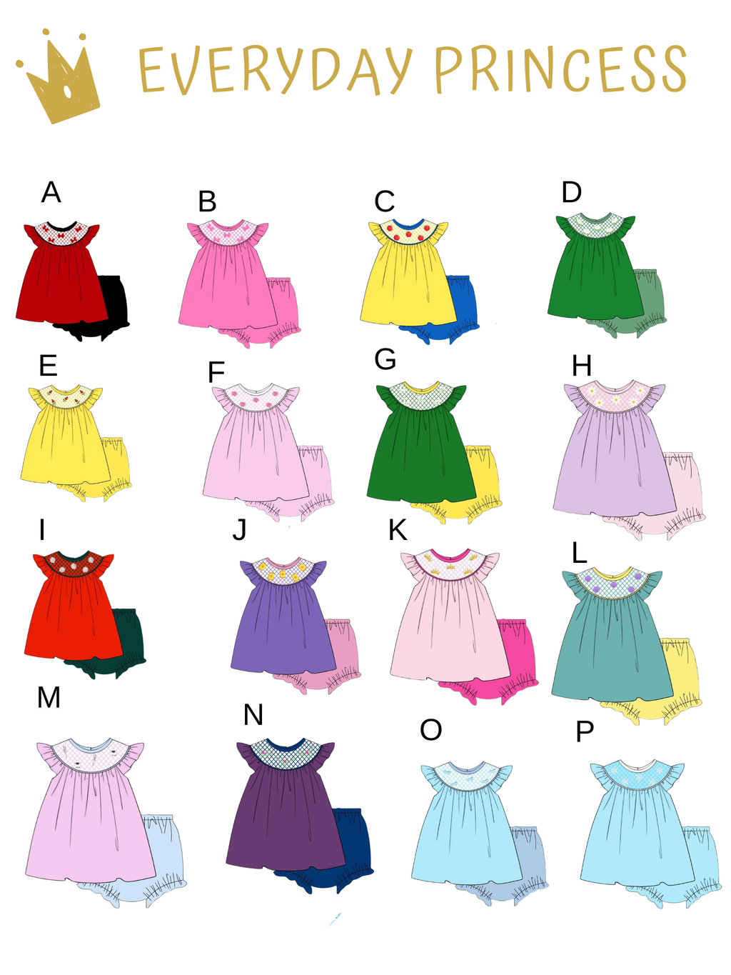 Hand smock everyday princess bloomer set