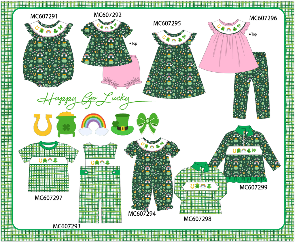 PO99 Green Happy Go Lucky embroidery collection