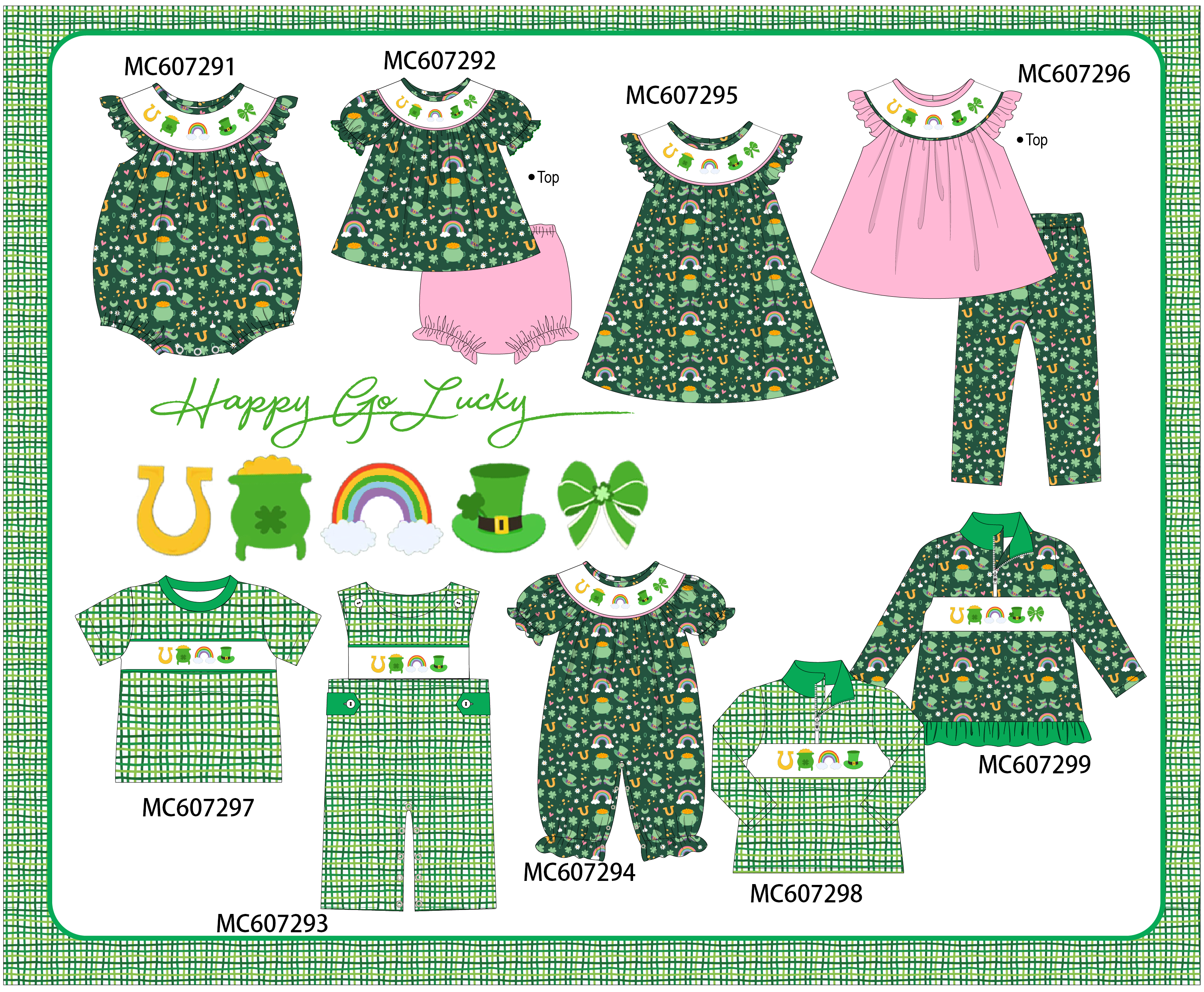 PO99 Green Happy Go Lucky embroidery collection