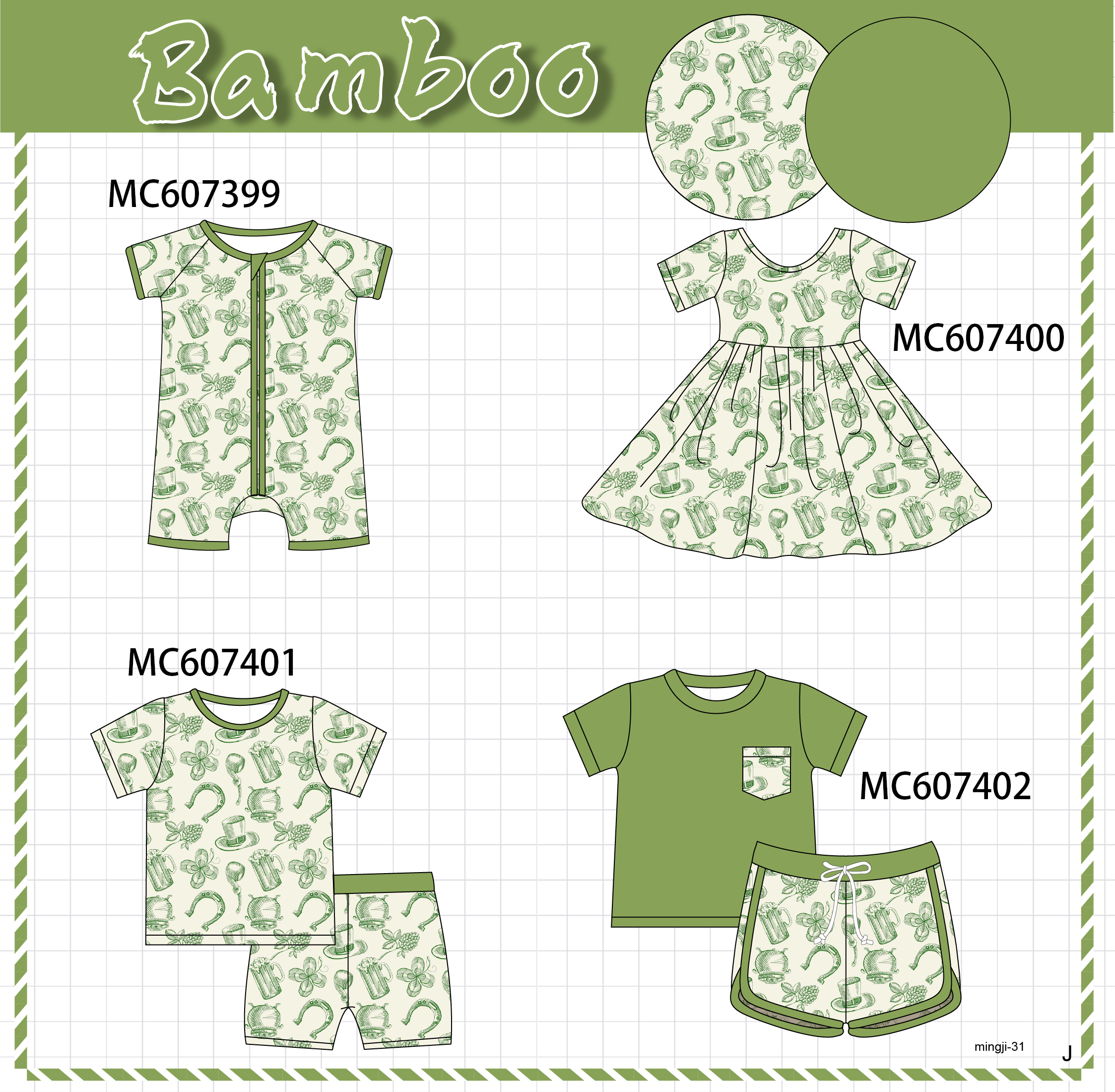 PO99 Green St. Patrick's Day bamboo collection