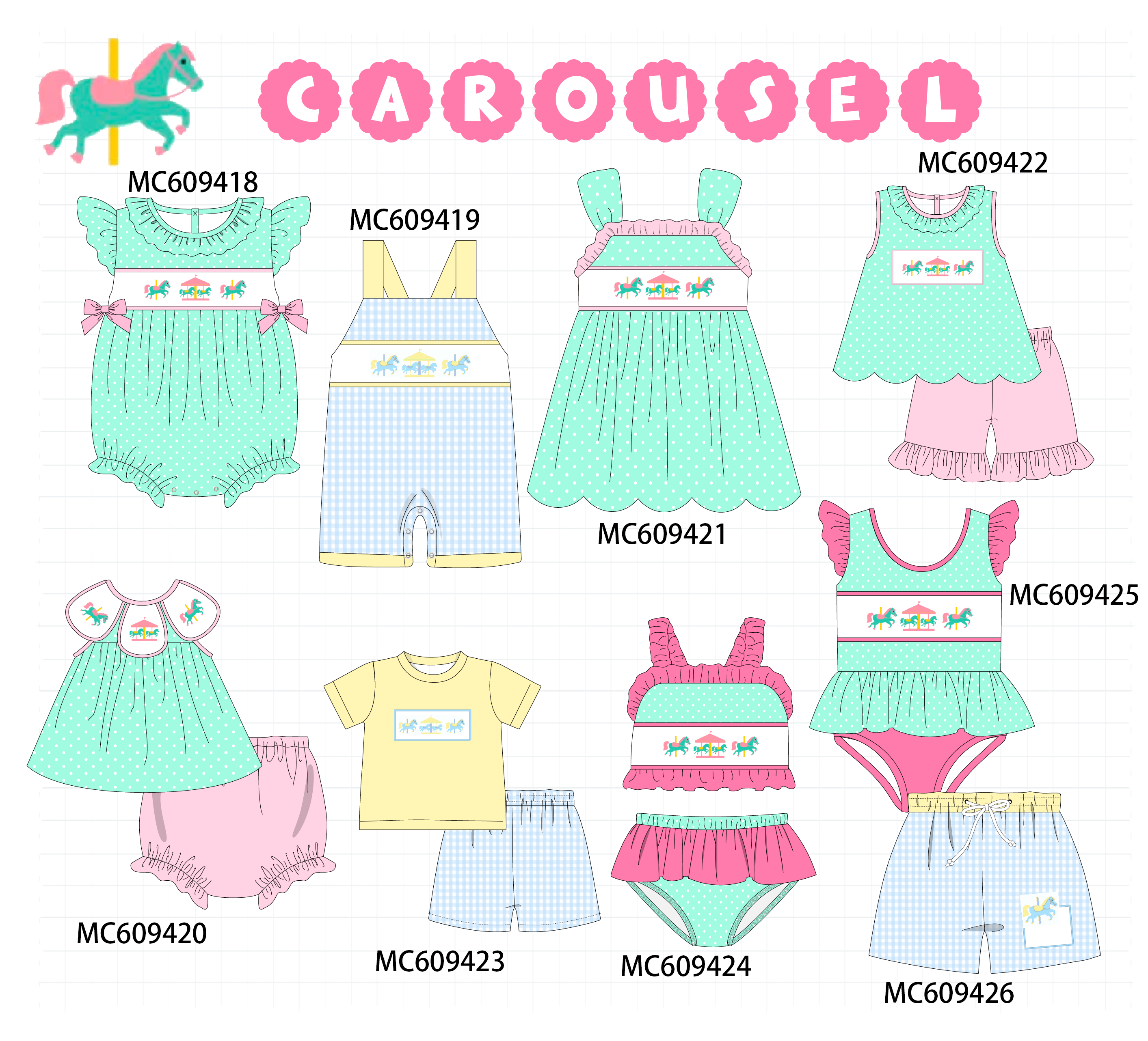 ETA MARCH 2026-po104 Green carousel embroidery collection