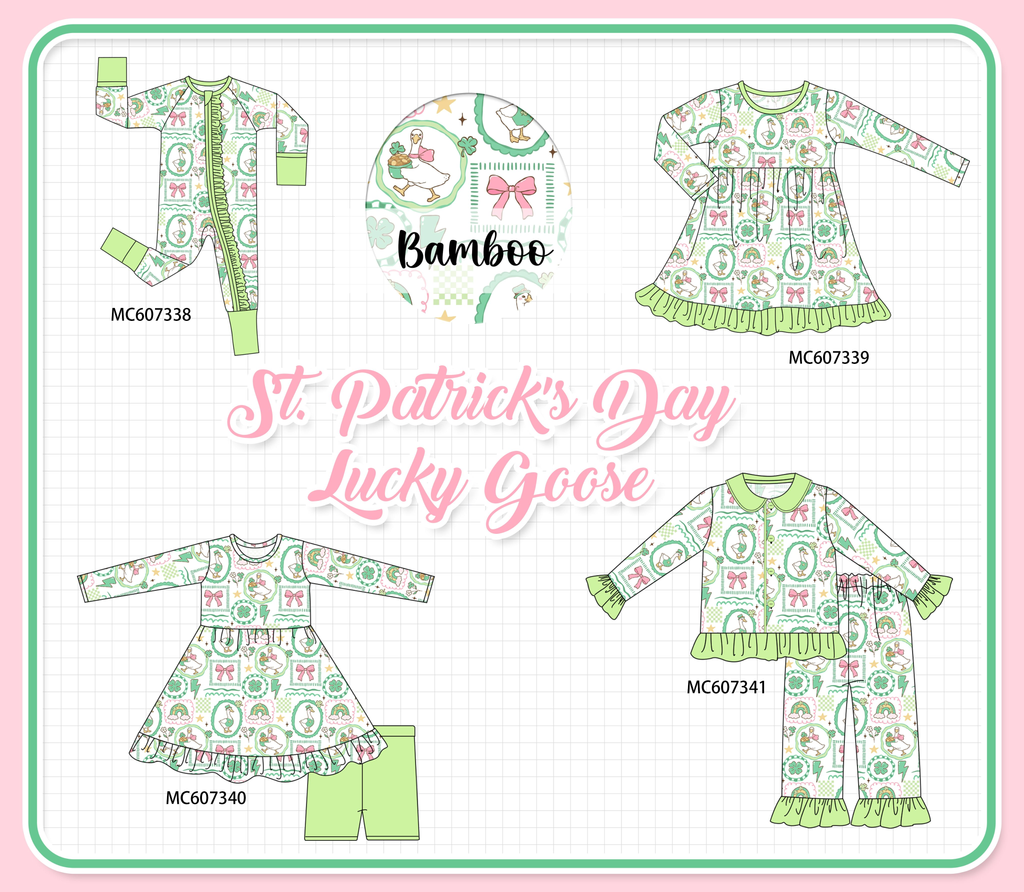 PO99 Green clover bow goose bamboo collection