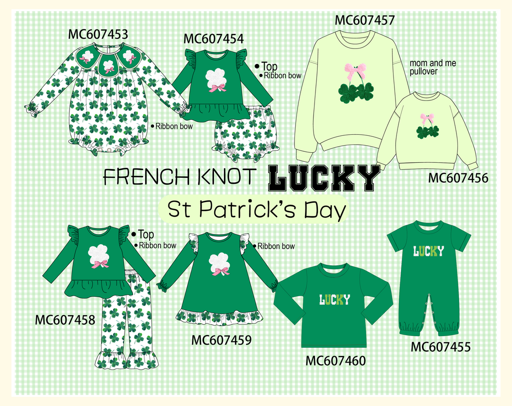 PO99 Green clover french knot collection