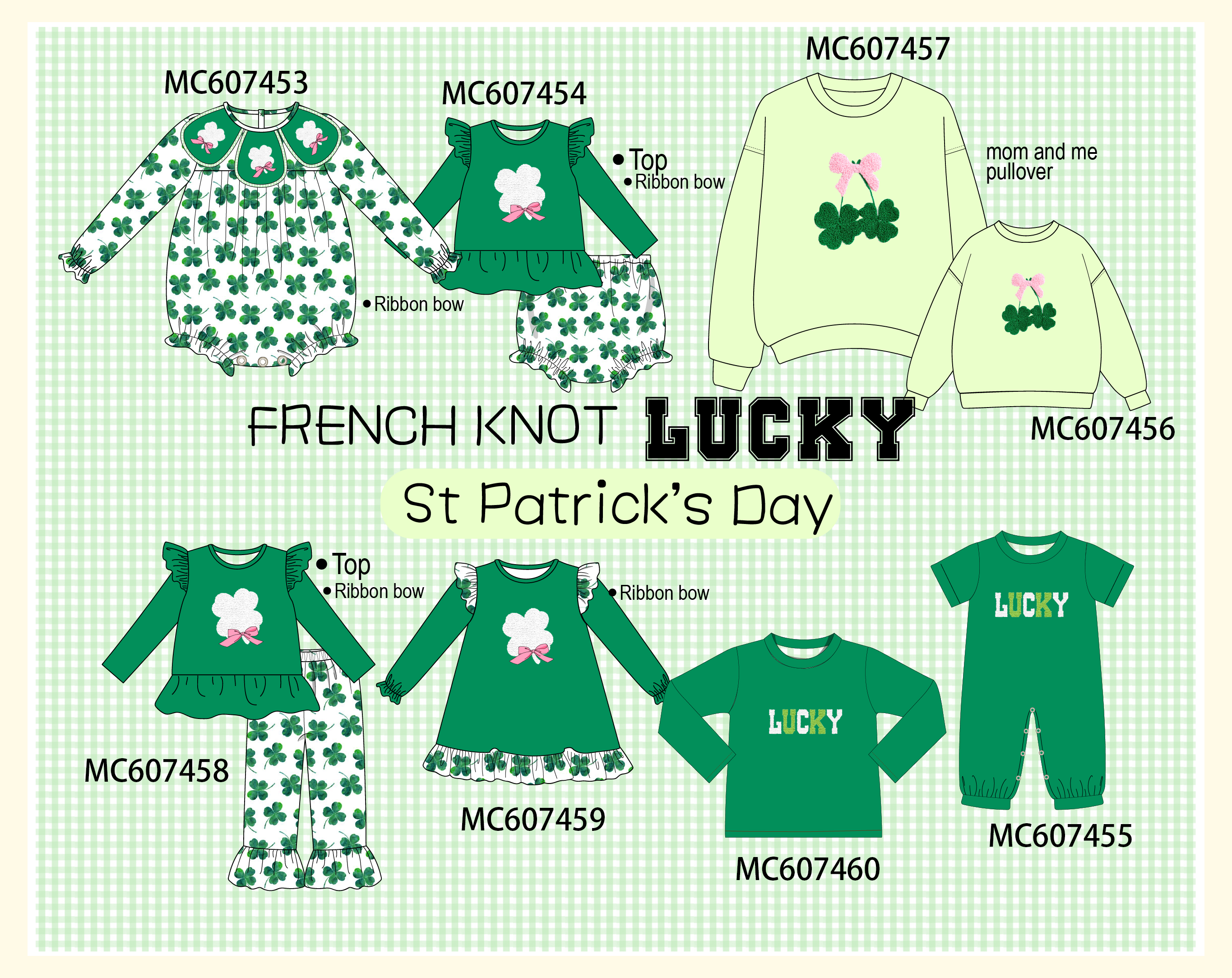 PO99 Green clover french knot collection