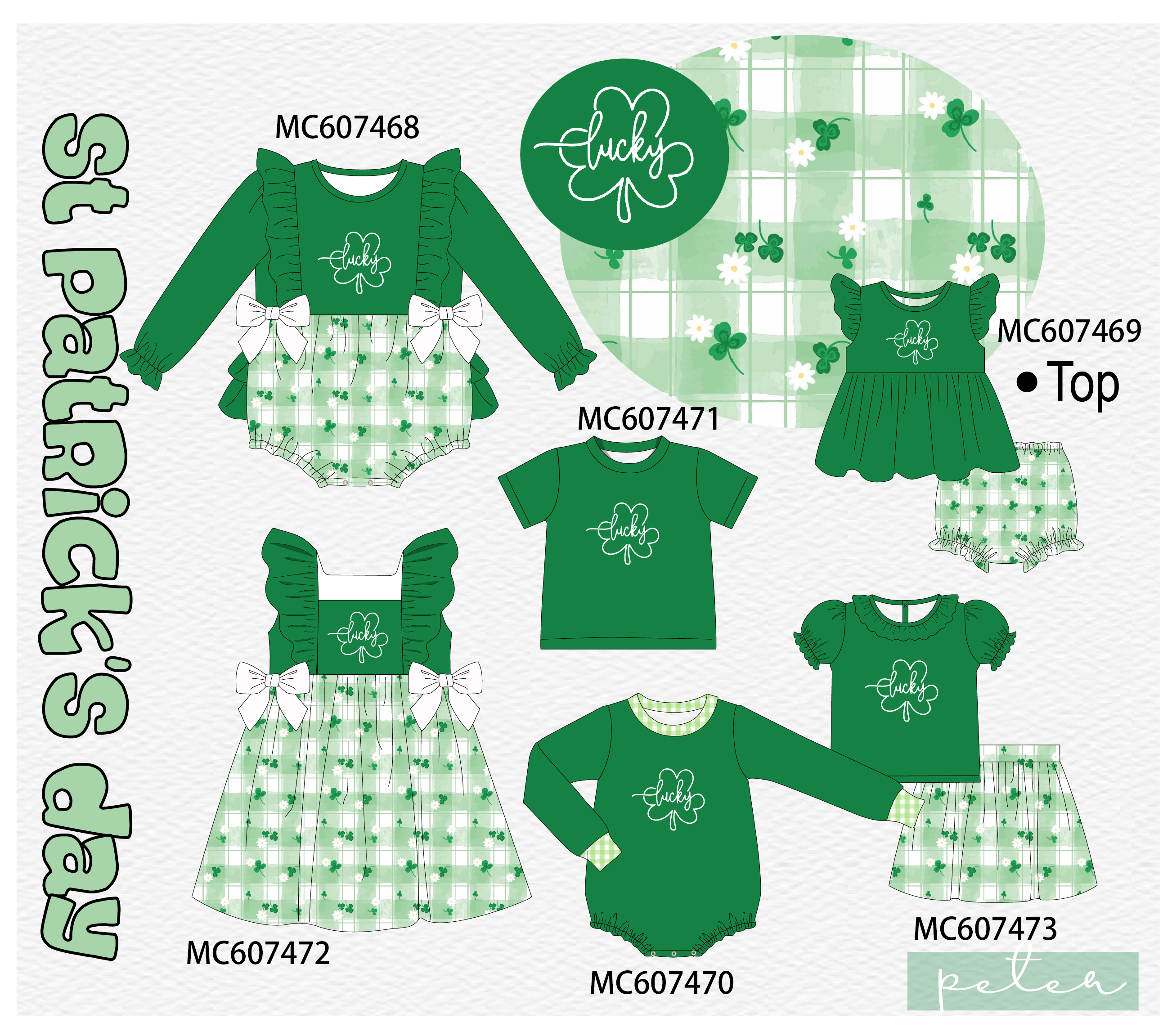 PO99 Green clover lucky embroidery collection