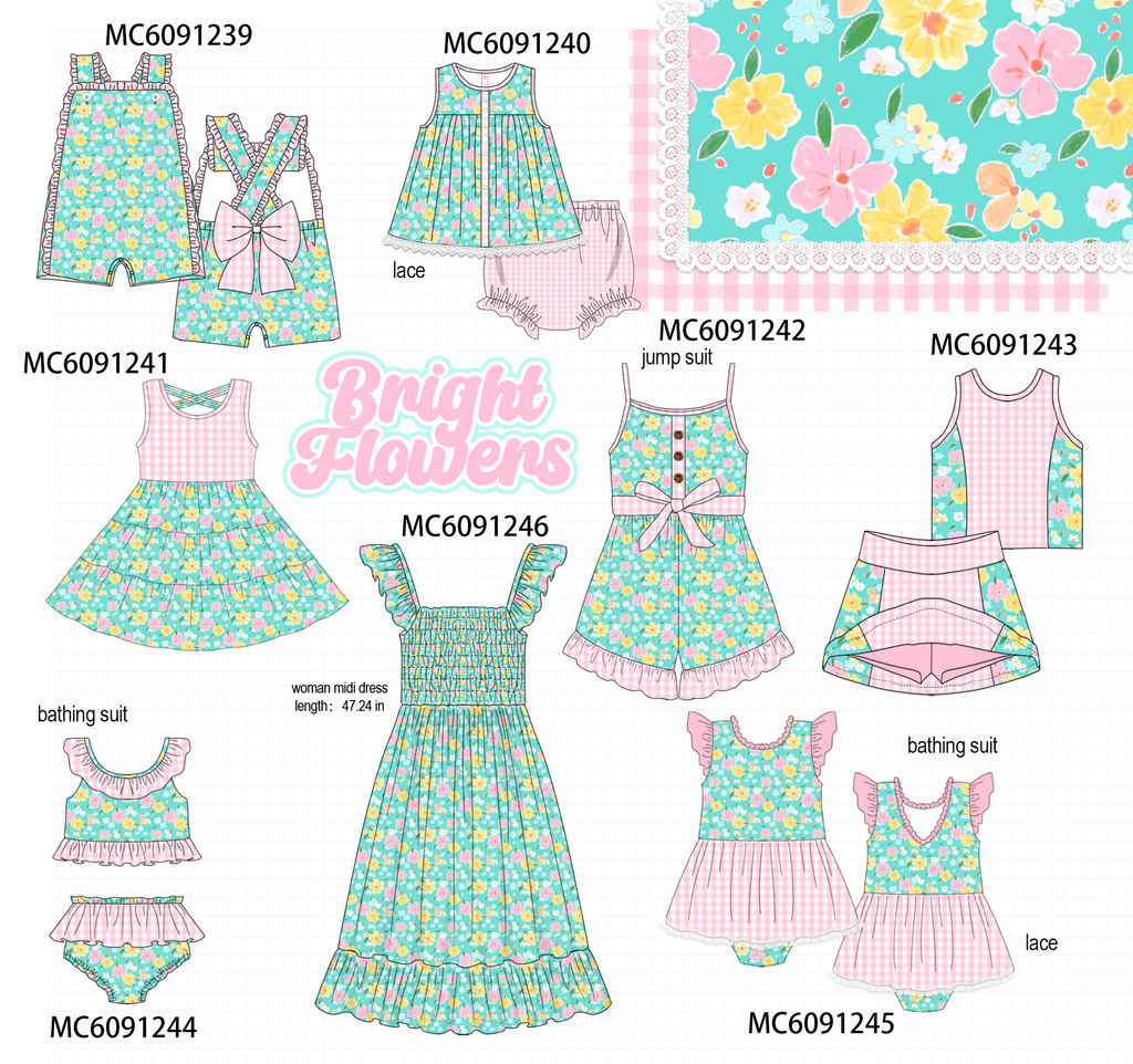 PO107 Green floral ruffle gingham collection  ETA MARCH
