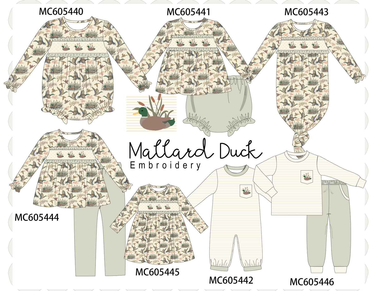 PO93 Green mallard embroidery collection - ETA mid-November to LC