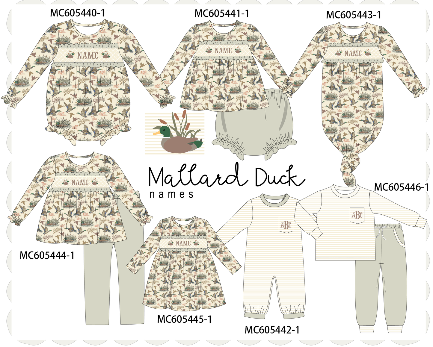 PO93 Green mallard monogram embroidery collection - ETA mid-November to LC