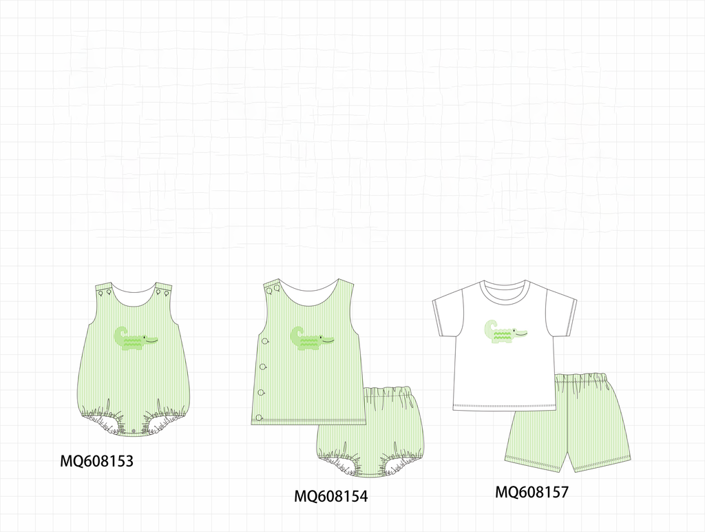 ETA MARCH 2026-po103 Green seersucker crocodile embroidery collection