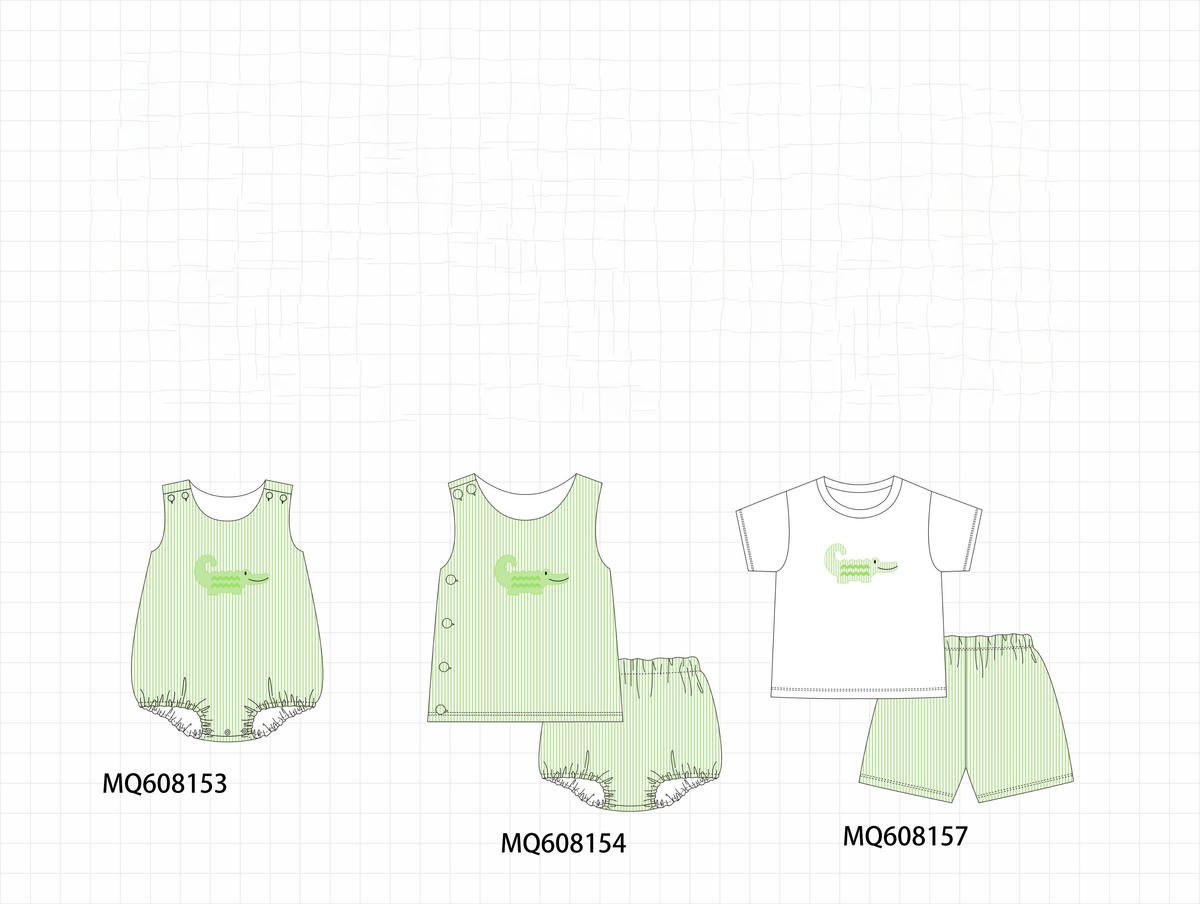 ETA MARCH 2026-po103 Green seersucker crocodile embroidery collection