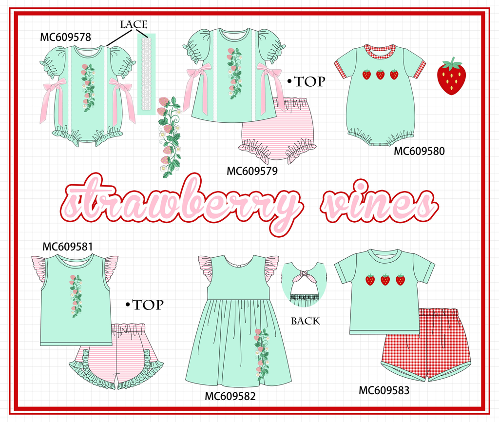 ETA MARCH 2026-po104 Green strawberry embroidery collection