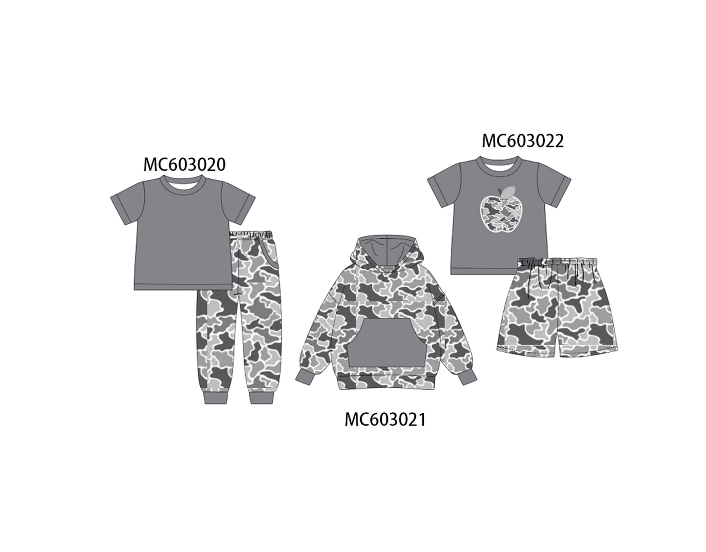 PO83 Grey camouflage bow embroidery collection 2