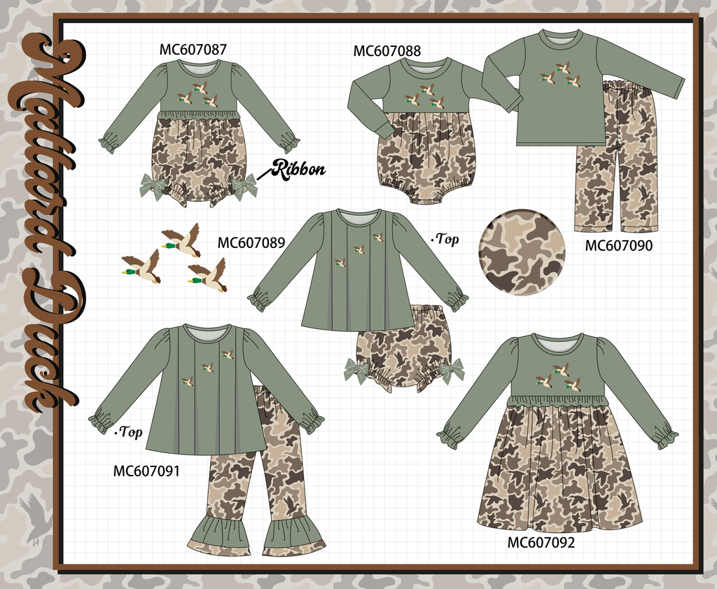 PO98 Grey green leopard duck embroidery collection  - ETA January to LC
