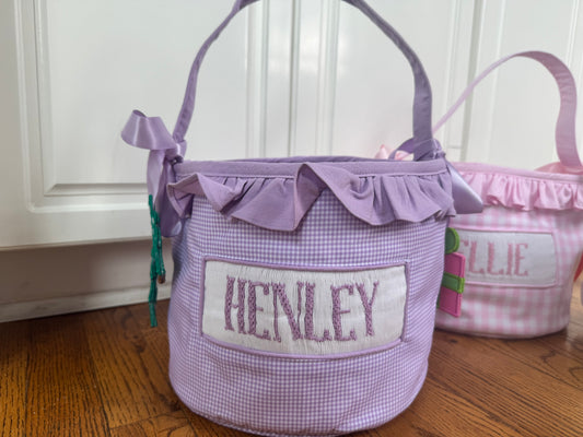 Hand Smocked - Multi-Holiday Basket - Custom Name - ETA October to LC