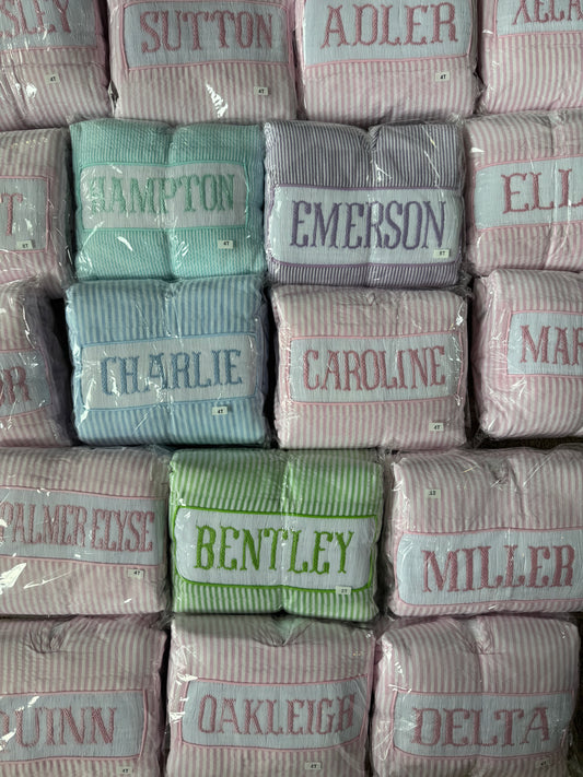 Seersucker Hooded Towel - Hand Smocked - ETA early July to LC