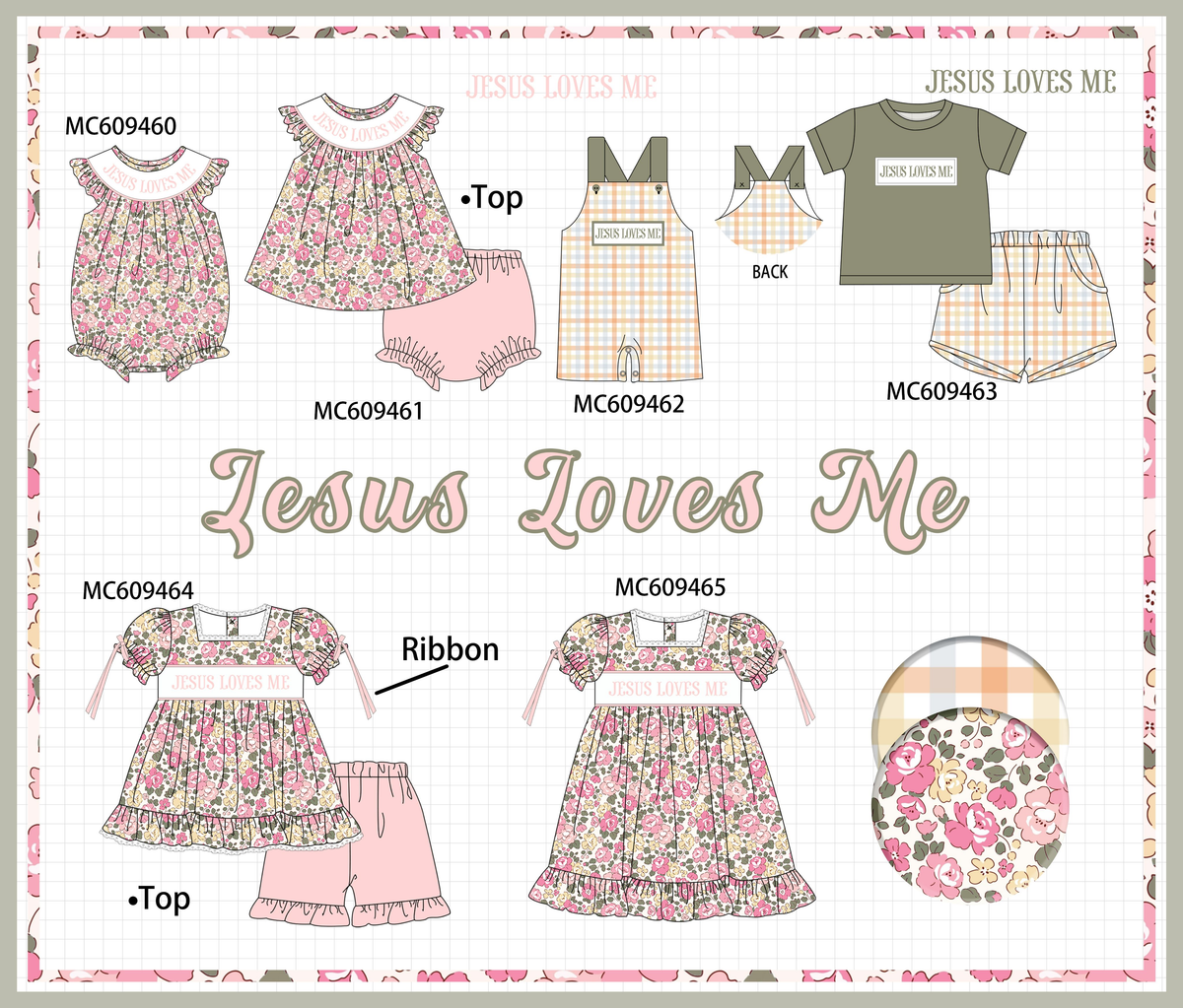 ETA MARCH 2026-po104 Jesus loves me embroidery floral ruffle collection